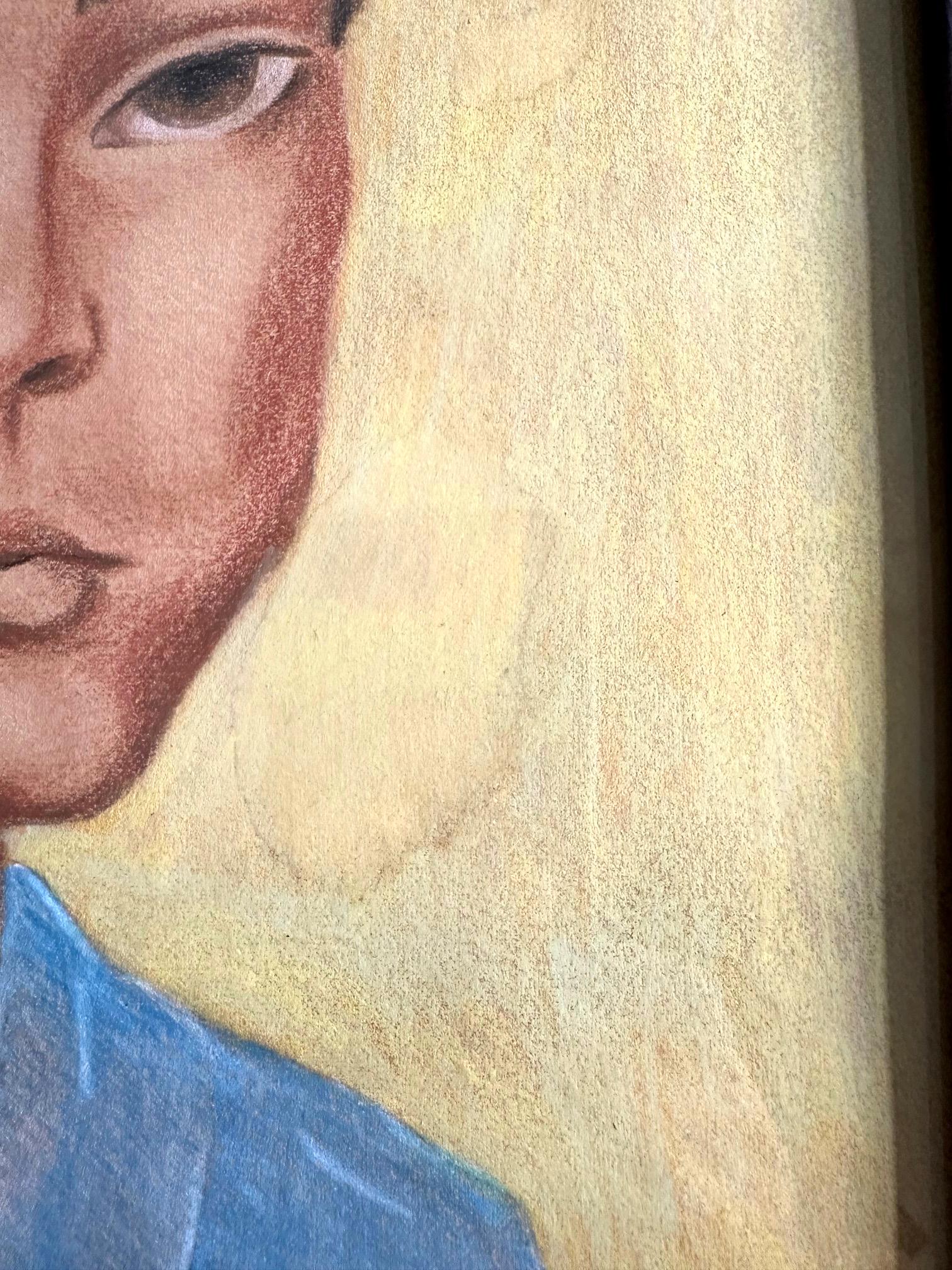 Metà XX secolo Ritratto di Nino di Diego Rivera incorniciato e con opere cartacee in vendita