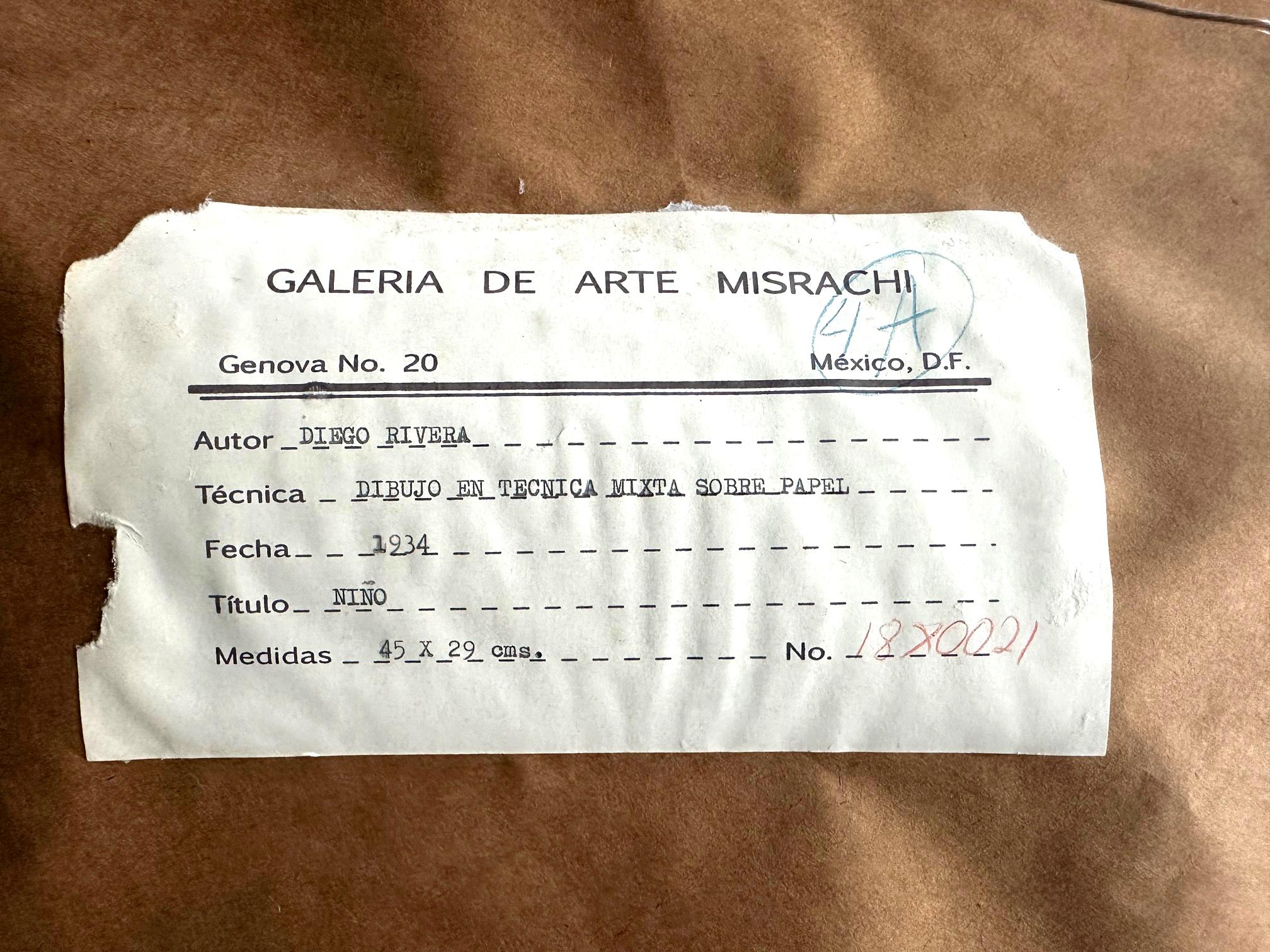 Ritratto di Nino di Diego Rivera incorniciato e con opere cartacee in vendita 2
