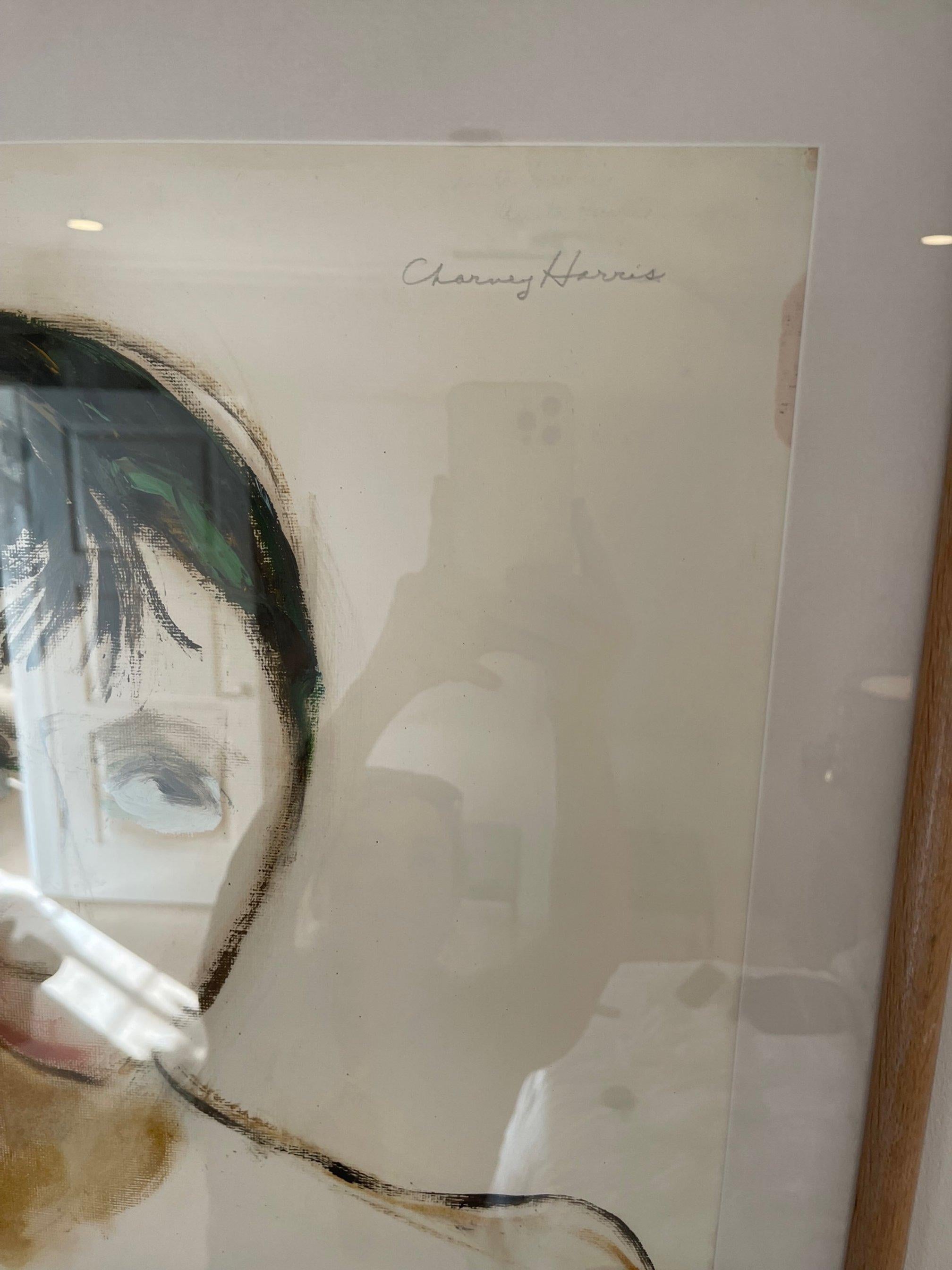 Ritratto ad acquerello con firma dell'artista in alto a destra. Incorniciato.
