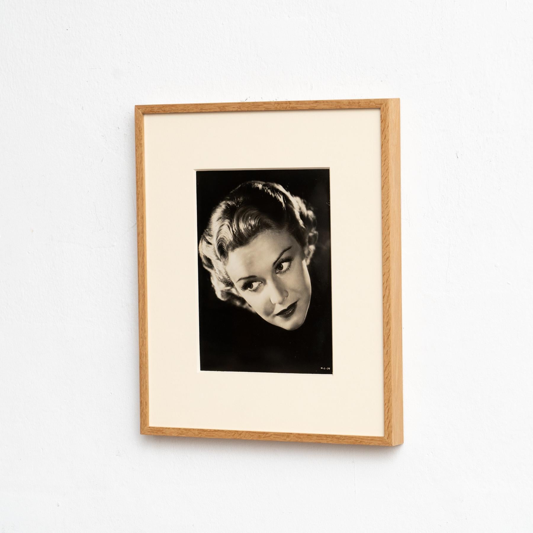 Mid-Century Modern Framed Portrait Photography in Black and White of Madeline Carroll, circa 1938 For Sale
