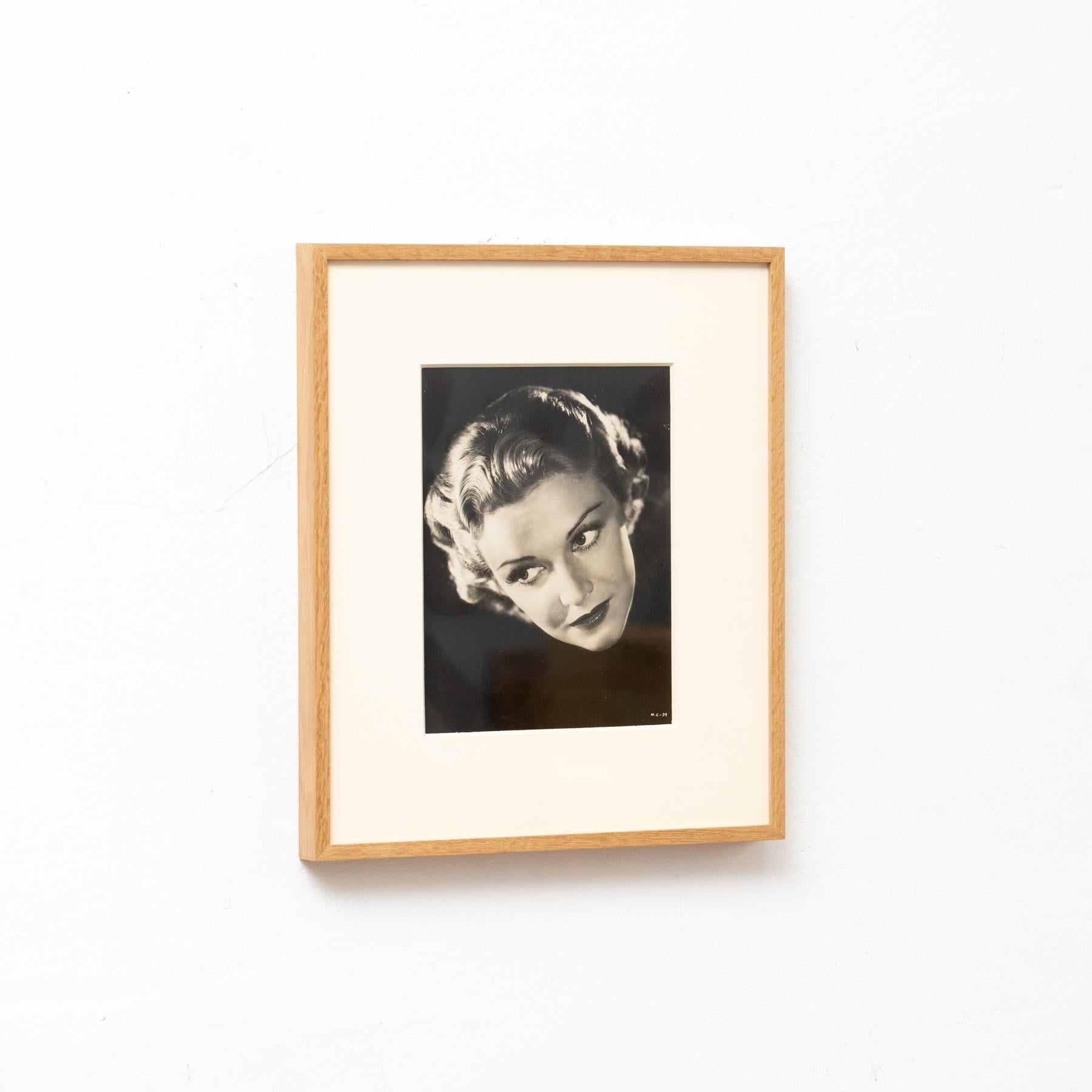 American Framed Portrait Photography in Black and White of Madeline Carroll, circa 1938 For Sale