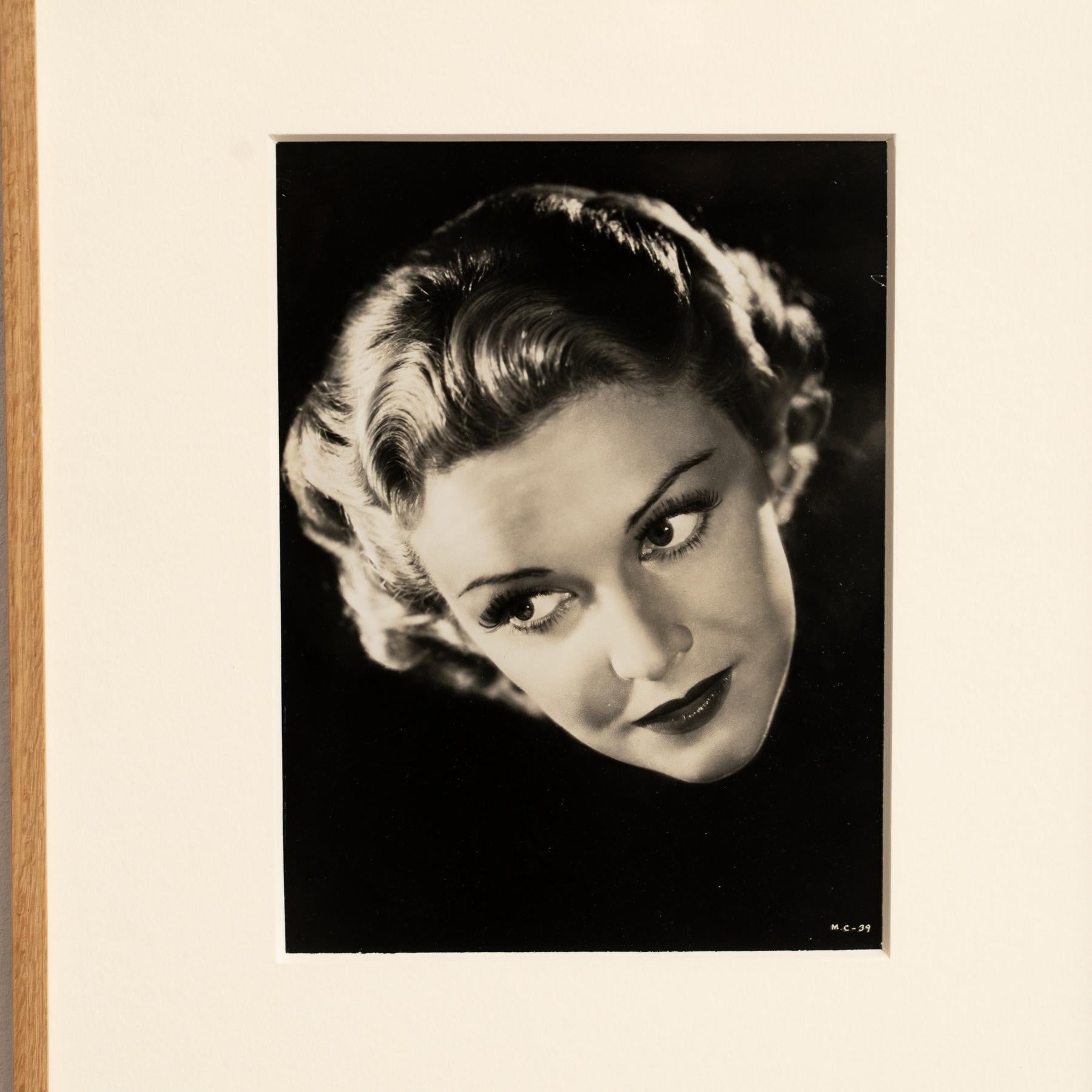 Mid-20th Century Framed Portrait Photography in Black and White of Madeline Carroll, circa 1938 For Sale