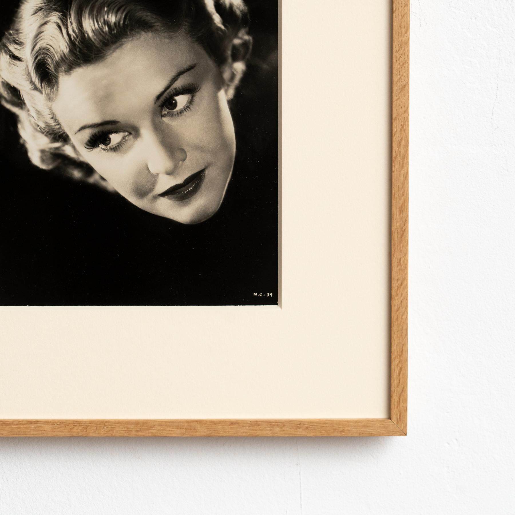 Paper Framed Portrait Photography in Black and White of Madeline Carroll, circa 1938 For Sale