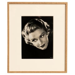 Vintage Framed Portrait Photography in Black and White of Madeline Carroll, circa 1938