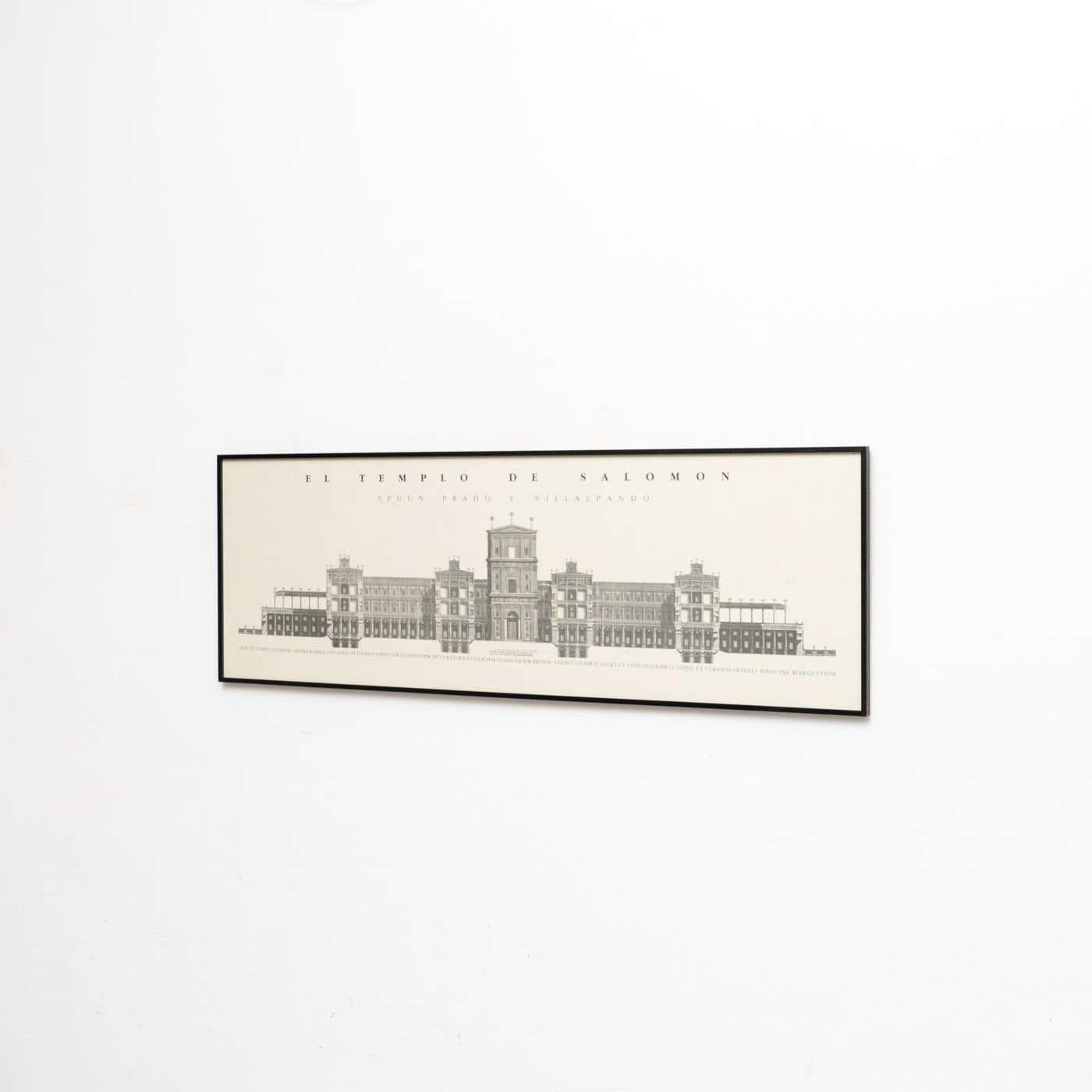 Mid-Century moderno Poster incorniciato 'El Templo de Salomon' Según Prado y Villalpando, circa 1990 in vendita