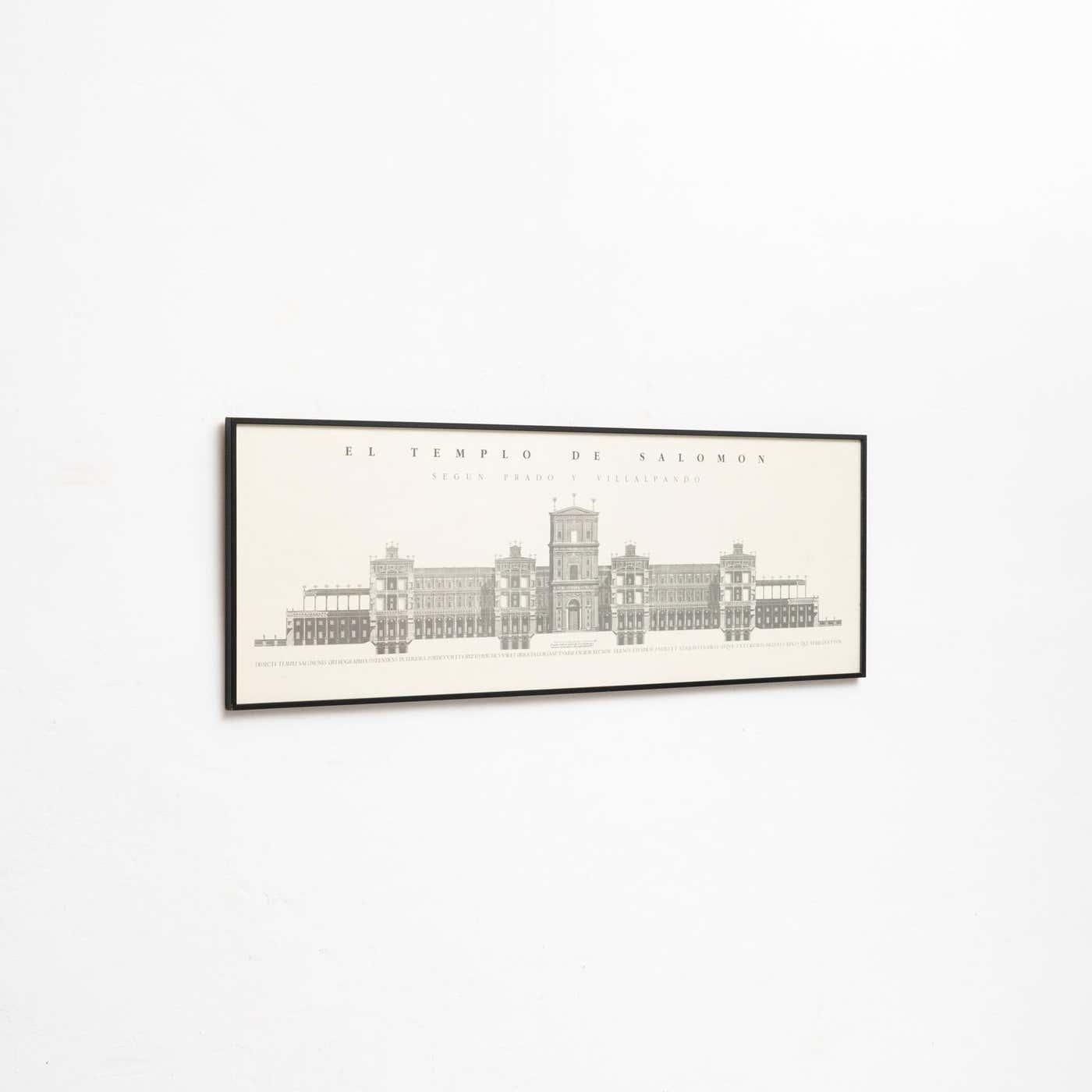 Spagnolo Poster incorniciato 'El Templo de Salomon' Según Prado y Villalpando, circa 1990 in vendita
