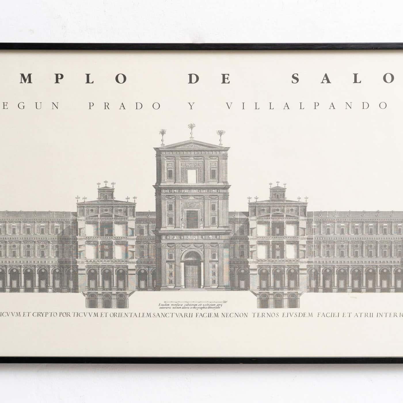 Carta Poster incorniciato 'El Templo de Salomon' Según Prado y Villalpando, circa 1990 in vendita