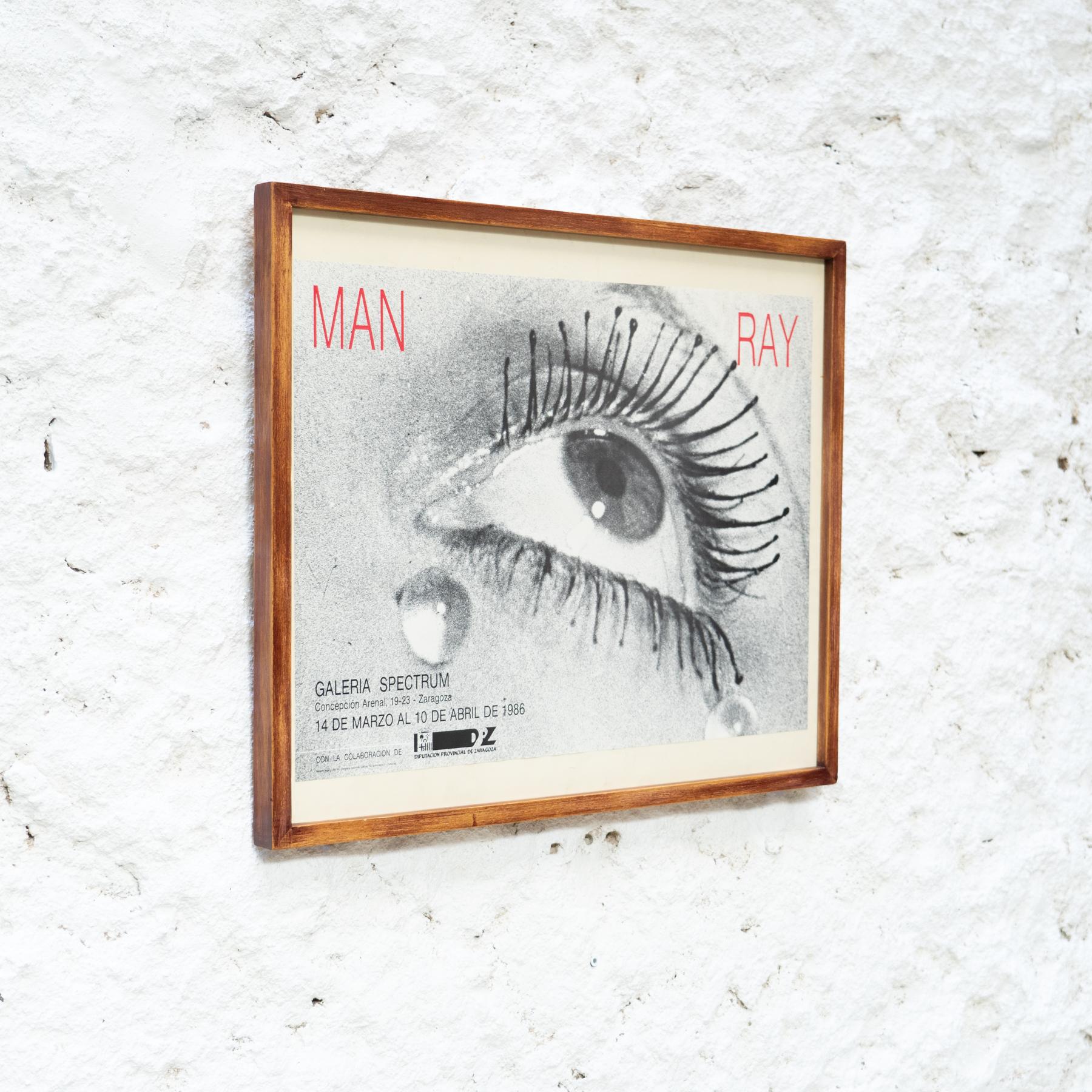 Mid-Century Modern Framed Poster of Man Ray Exhibition in Galeria Spectrum Zaragoza, 1986 For Sale