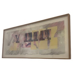 Framed Postmodern Abstract Lithograph circa 1980's Memphis Era
