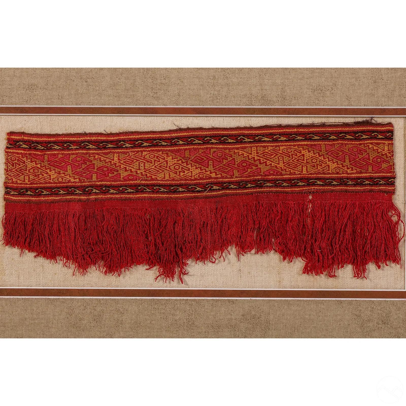 Peruvian Framed Pre-Columbian Woven Textile Fragment from Chimu Chancay Culture For Sale