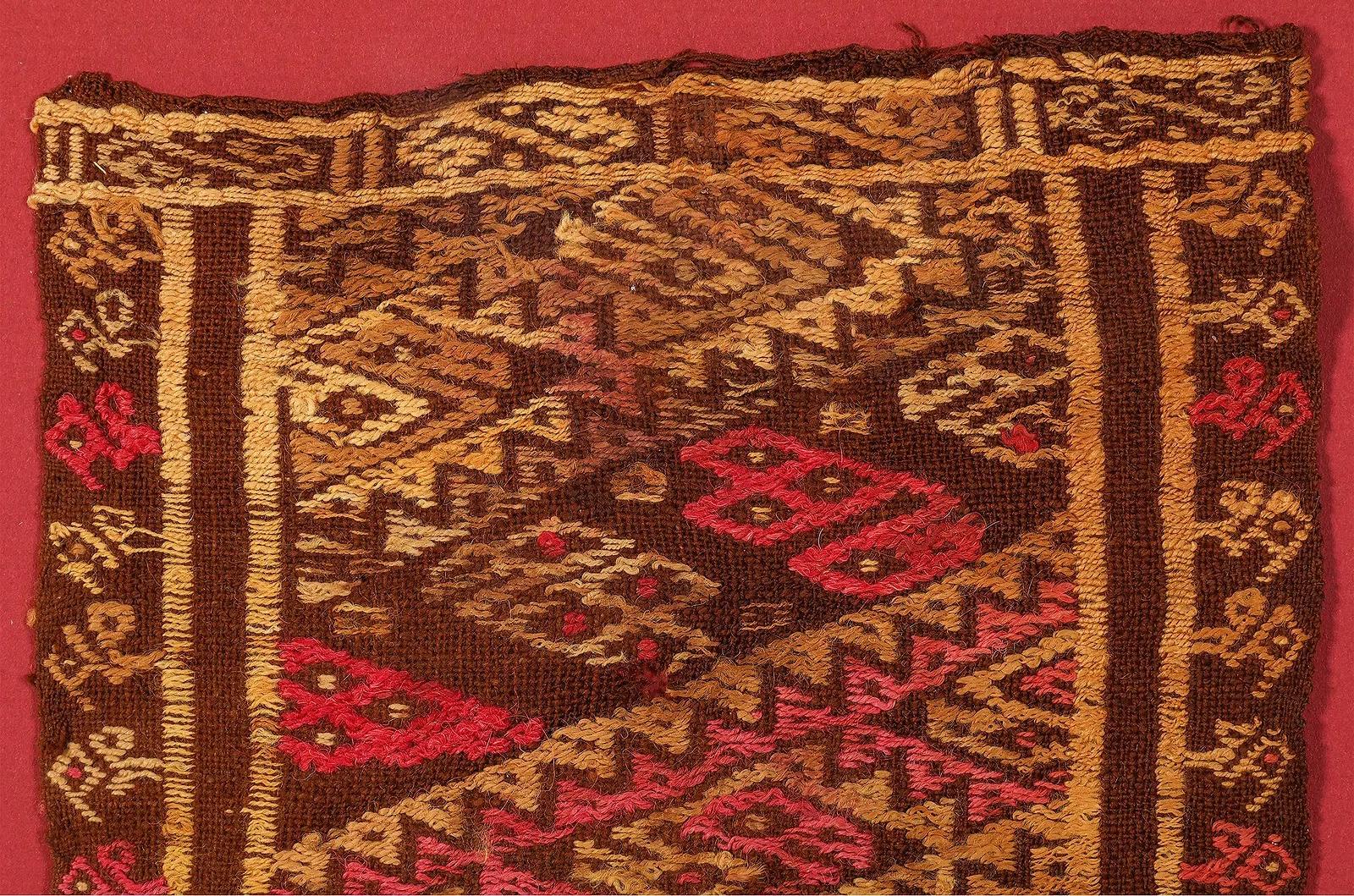 Peruvian Framed Pre-Columbian Woven Textile Fragment from Chimu Chancay Culture For Sale
