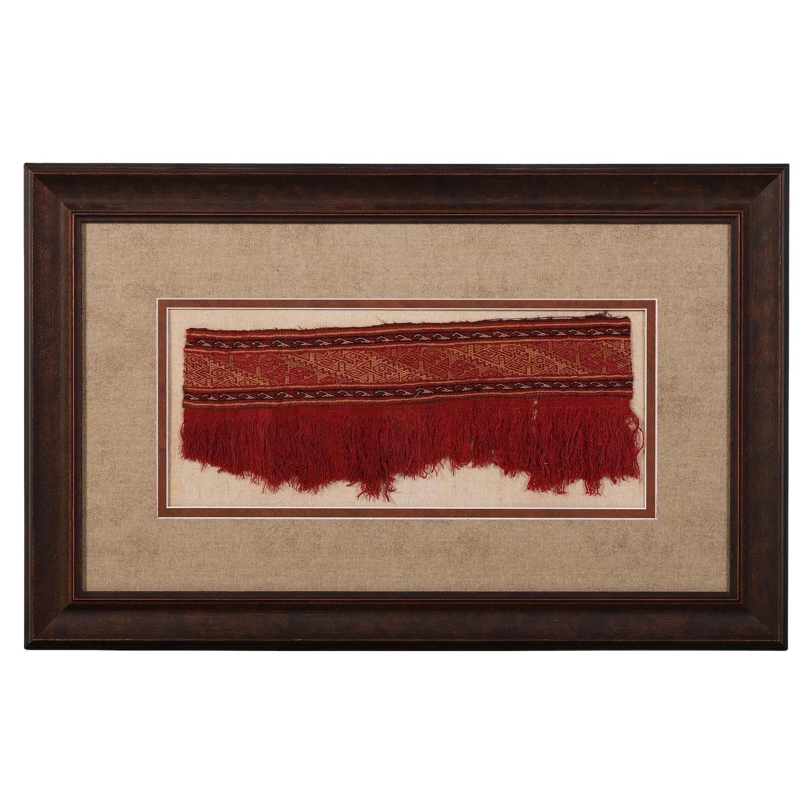 Framed Pre-Columbian Woven Textile Fragment from Chimu Chancay Culture