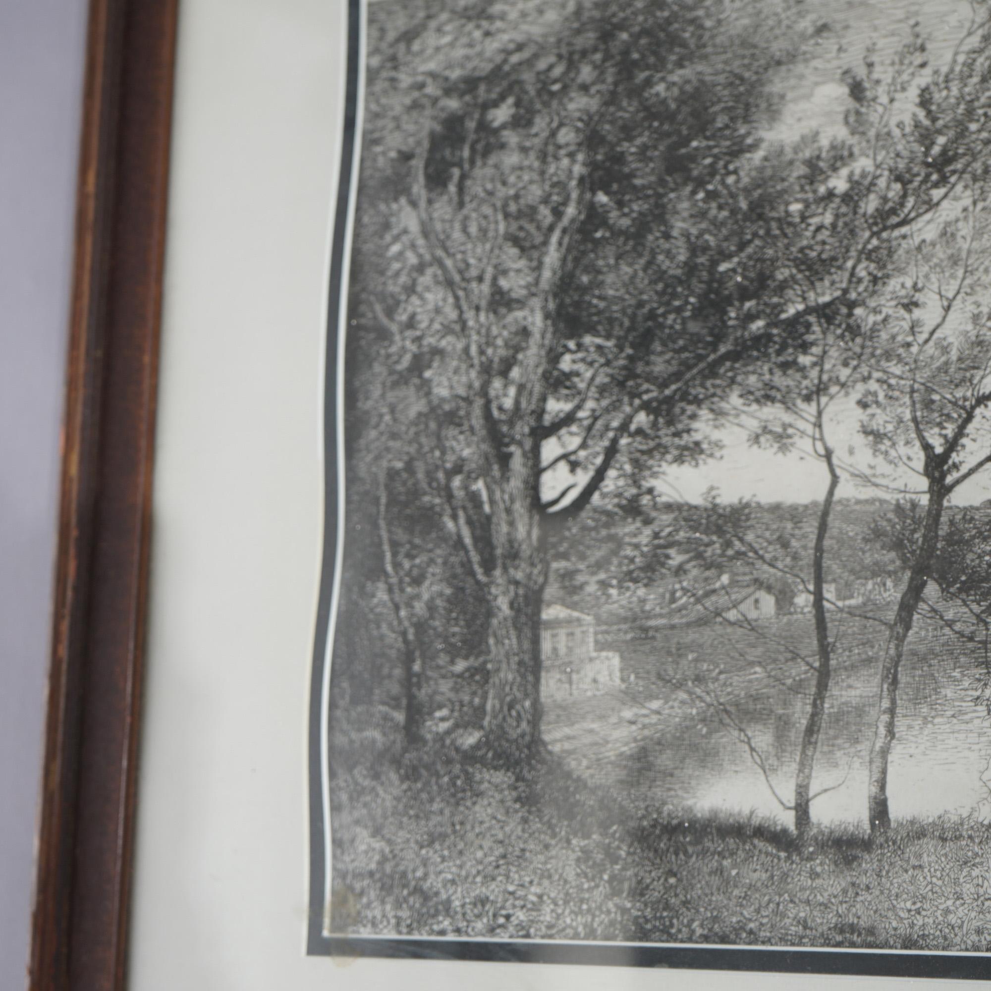 Framed Print, Copy after Corot French Impressionist La Sepia Landscape, 20th C For Sale 5