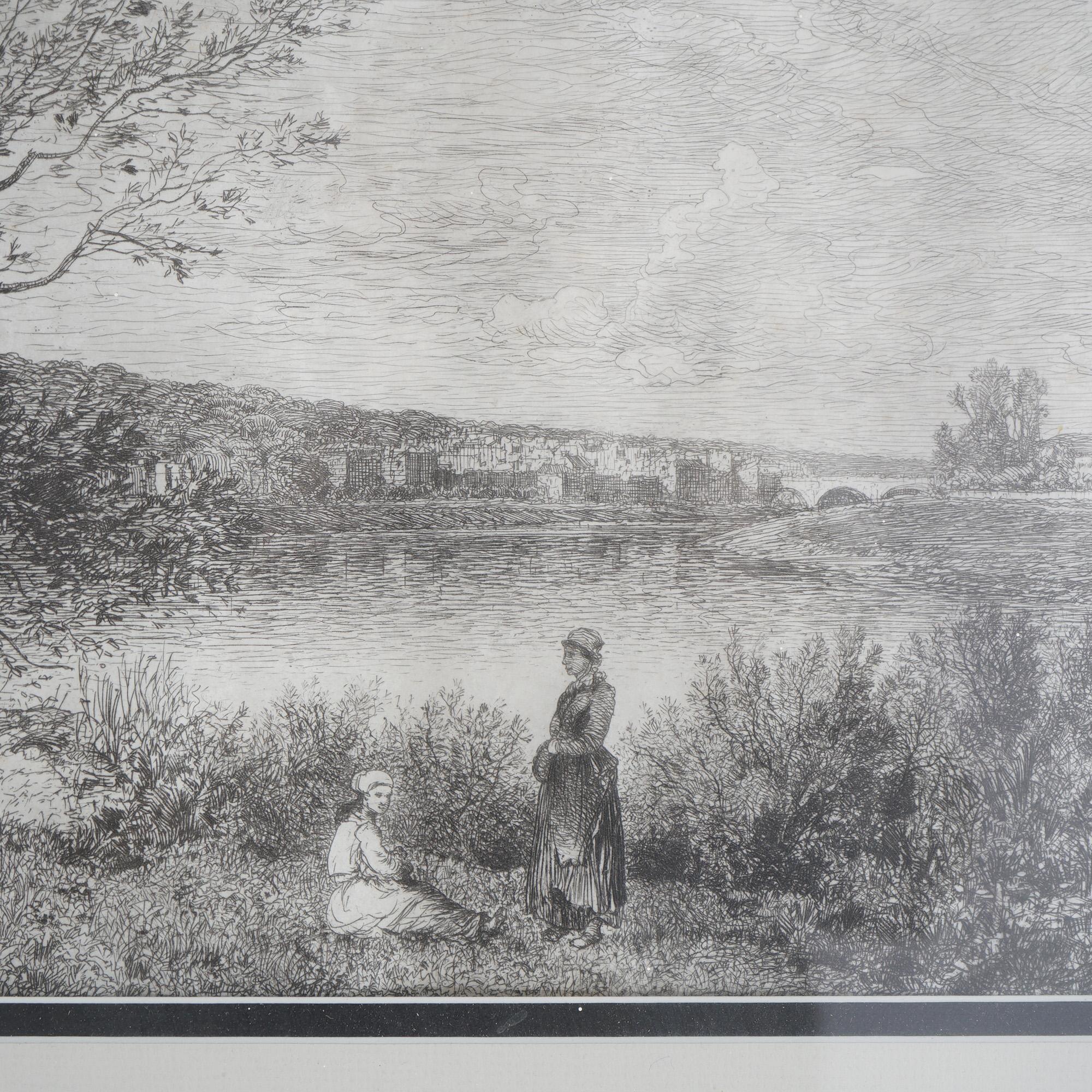 Framed Print, Copy after Corot French Impressionist La Sepia Landscape, 20th C For Sale 4