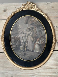 Framed Print "Morning" by Sir William Hamilton, Gilt Oval Frame, 1923