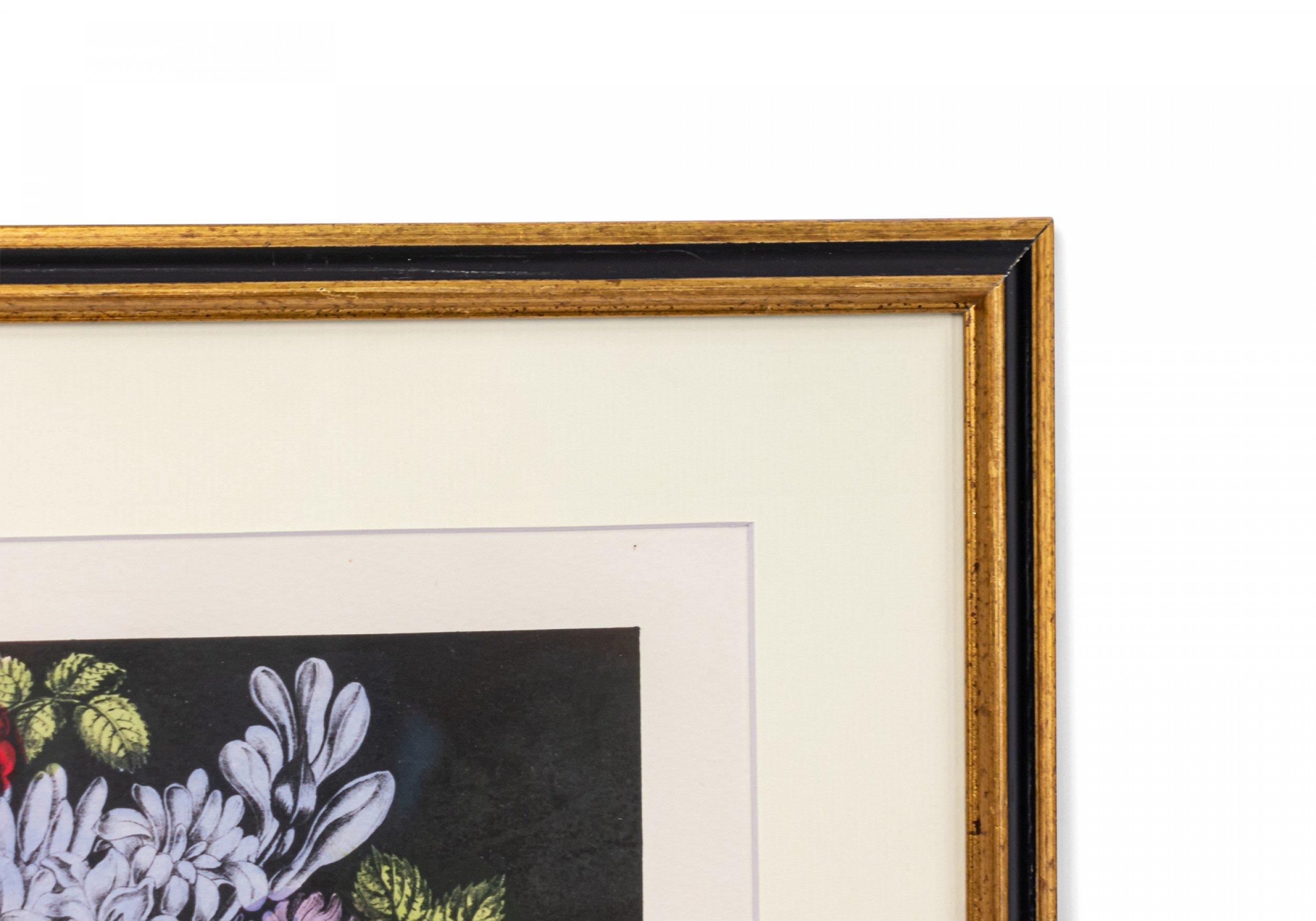 Amerikanische viktorianische Currier und Ives Druck eines Blumenkorbs mit dem Titel 