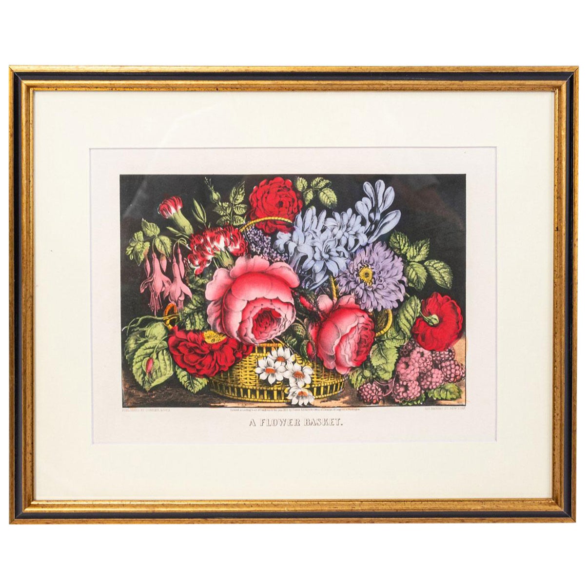 Framed Print of a Basket of Flowers