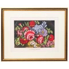 Framed Print of a Basket of Flowers