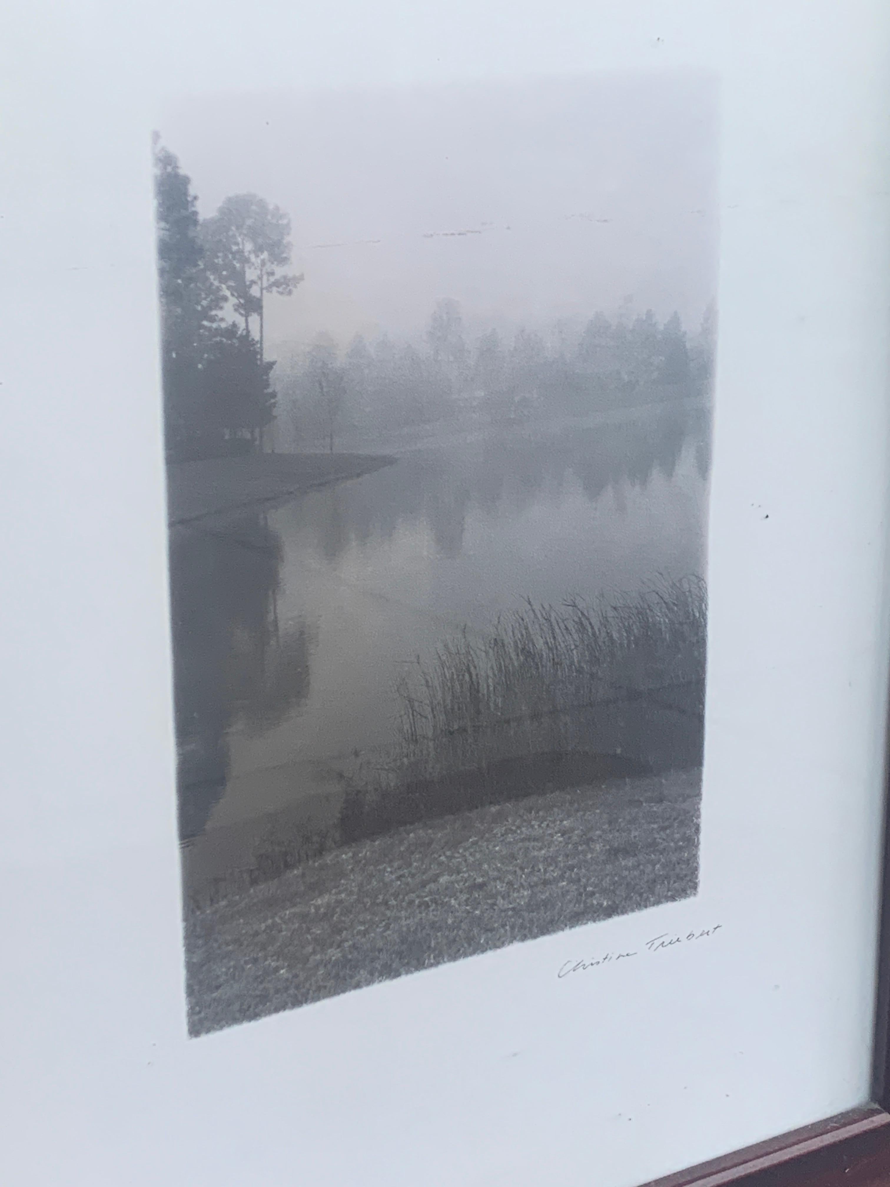 Framed Print of a Foggy Landscape by Christine Triebert, 1990s In Good Condition For Sale In Elkhart, IN