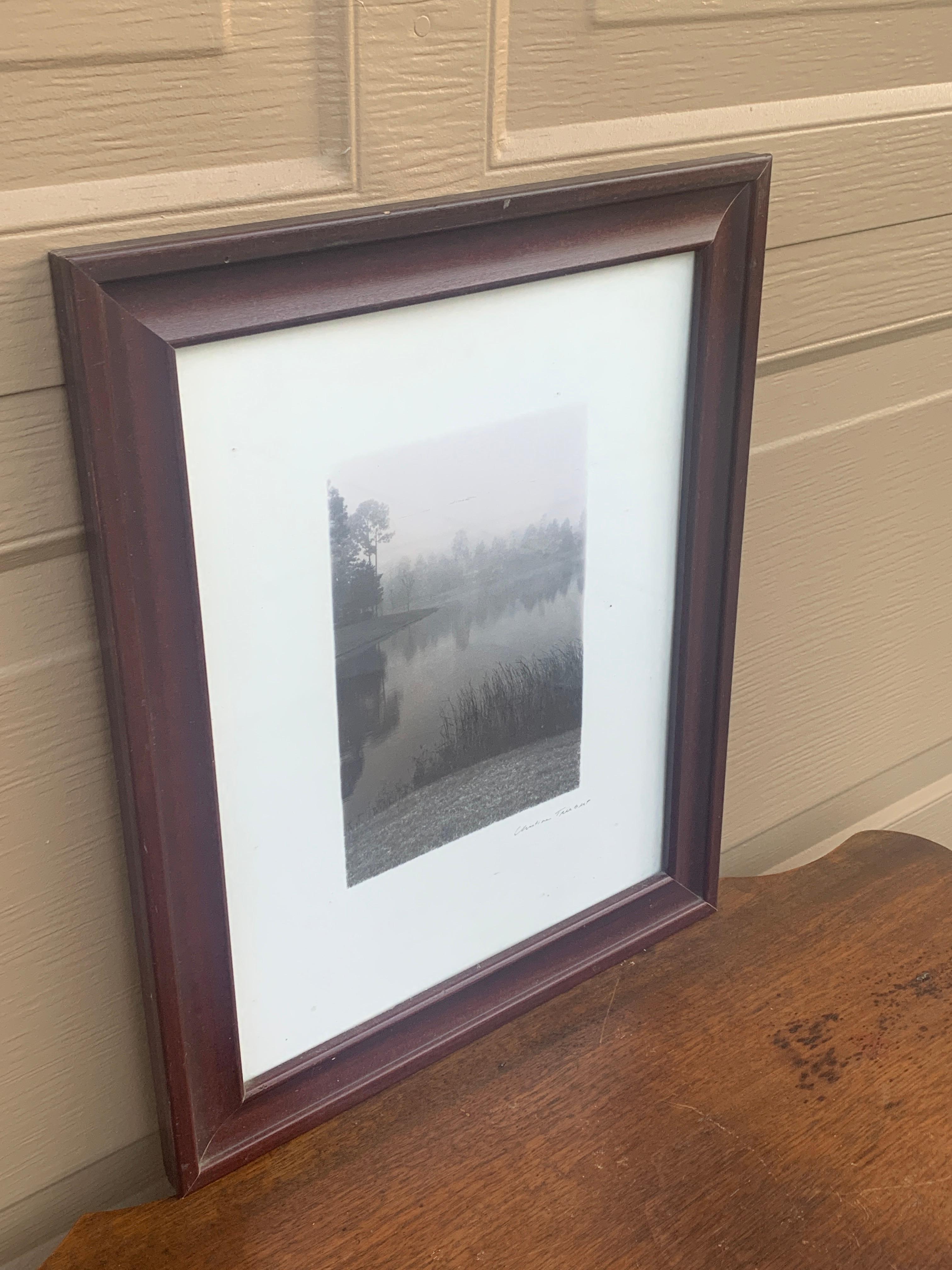 Late 20th Century Framed Print of a Foggy Landscape by Christine Triebert, 1990s For Sale