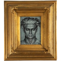 Gravure encadrée d'un beau jeune homme par Paul Cadmus