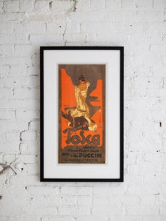 Stampa incorniciata del poster di Adolfo Hohenstein per la Tosca di Puccini