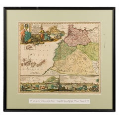Stampa incorniciata di un'antica mappa tedesca del Marocco