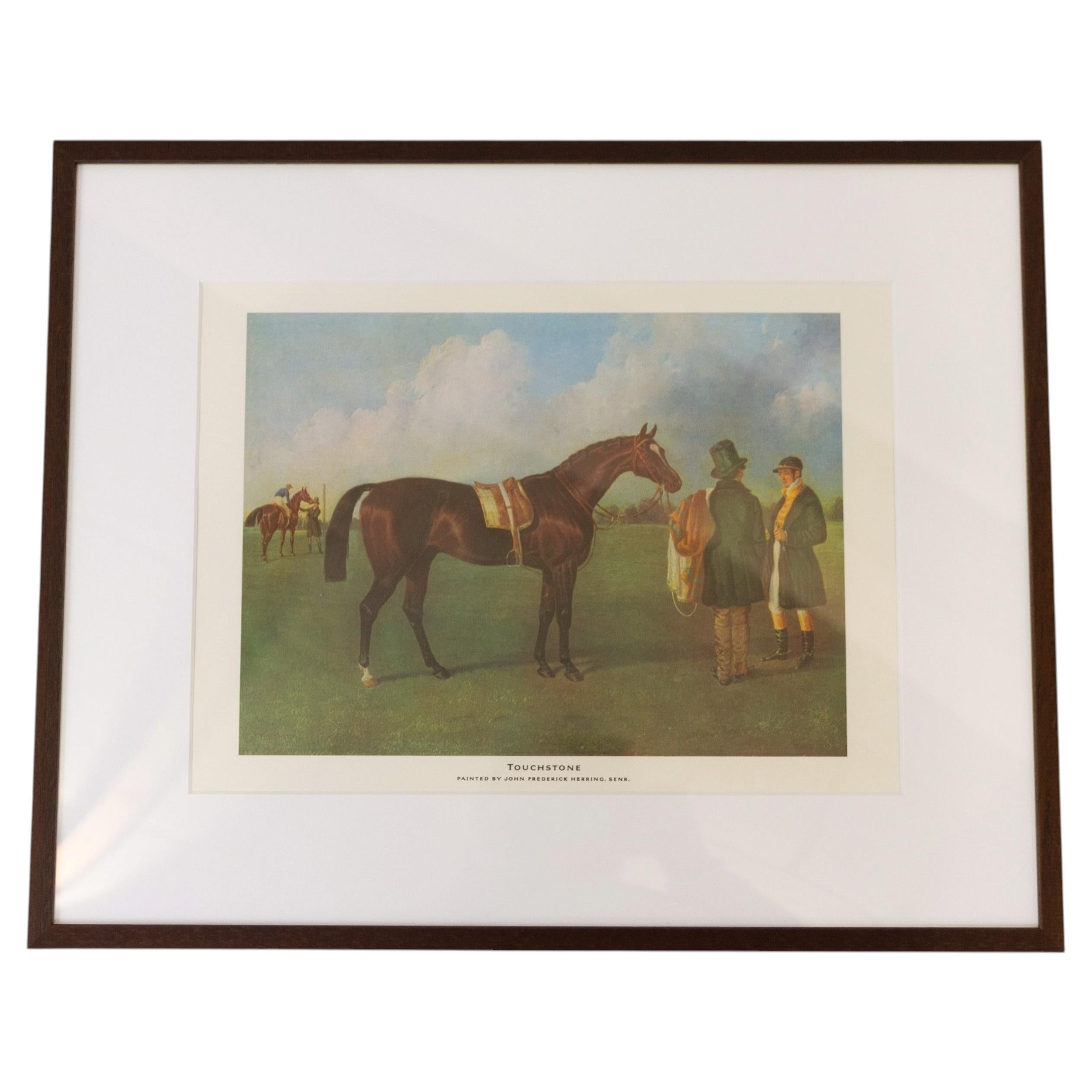 Framed Print of Bay Horse "Touchstone" by John Frederick Herring , 20th Century. For Sale