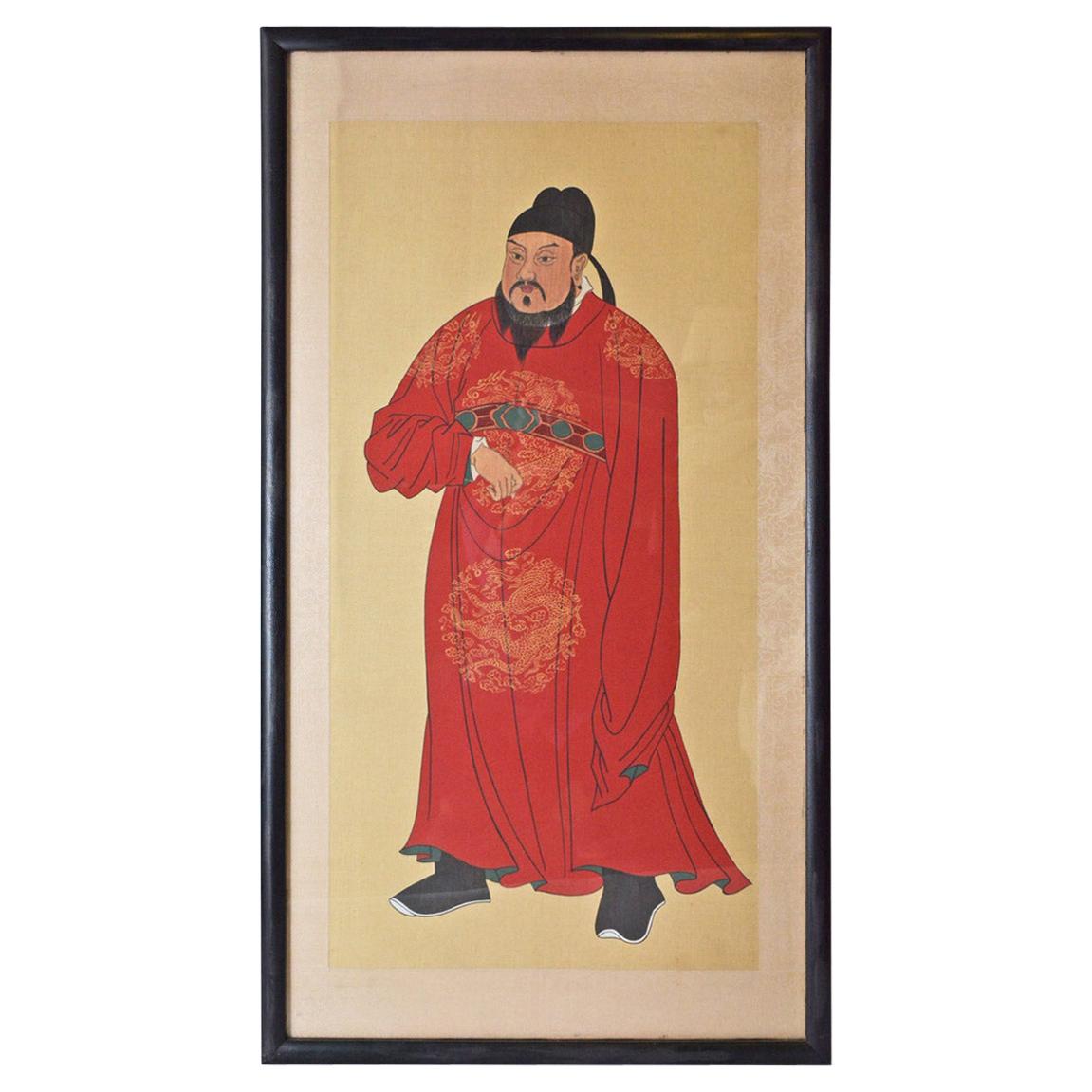Framed Print of Chinese Gentleman in Red