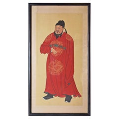 Antique Framed Print of Chinese Gentleman in Red