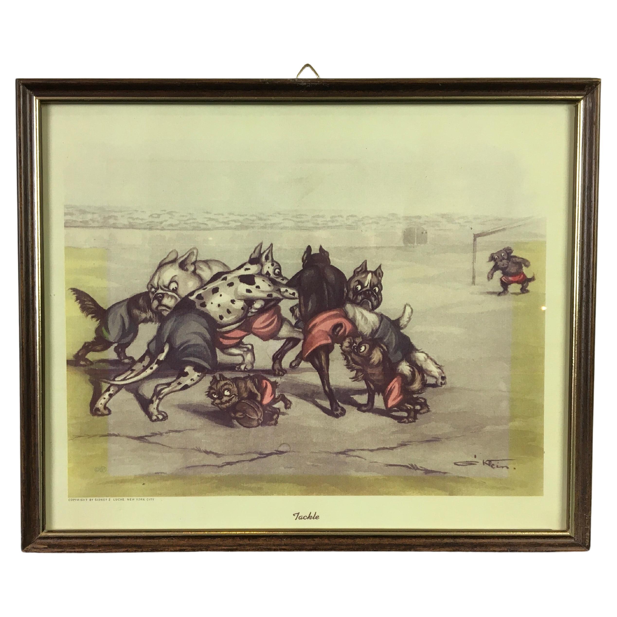 Framed Print of Dogs Playing Rugby, Boris O' Klein For Sale