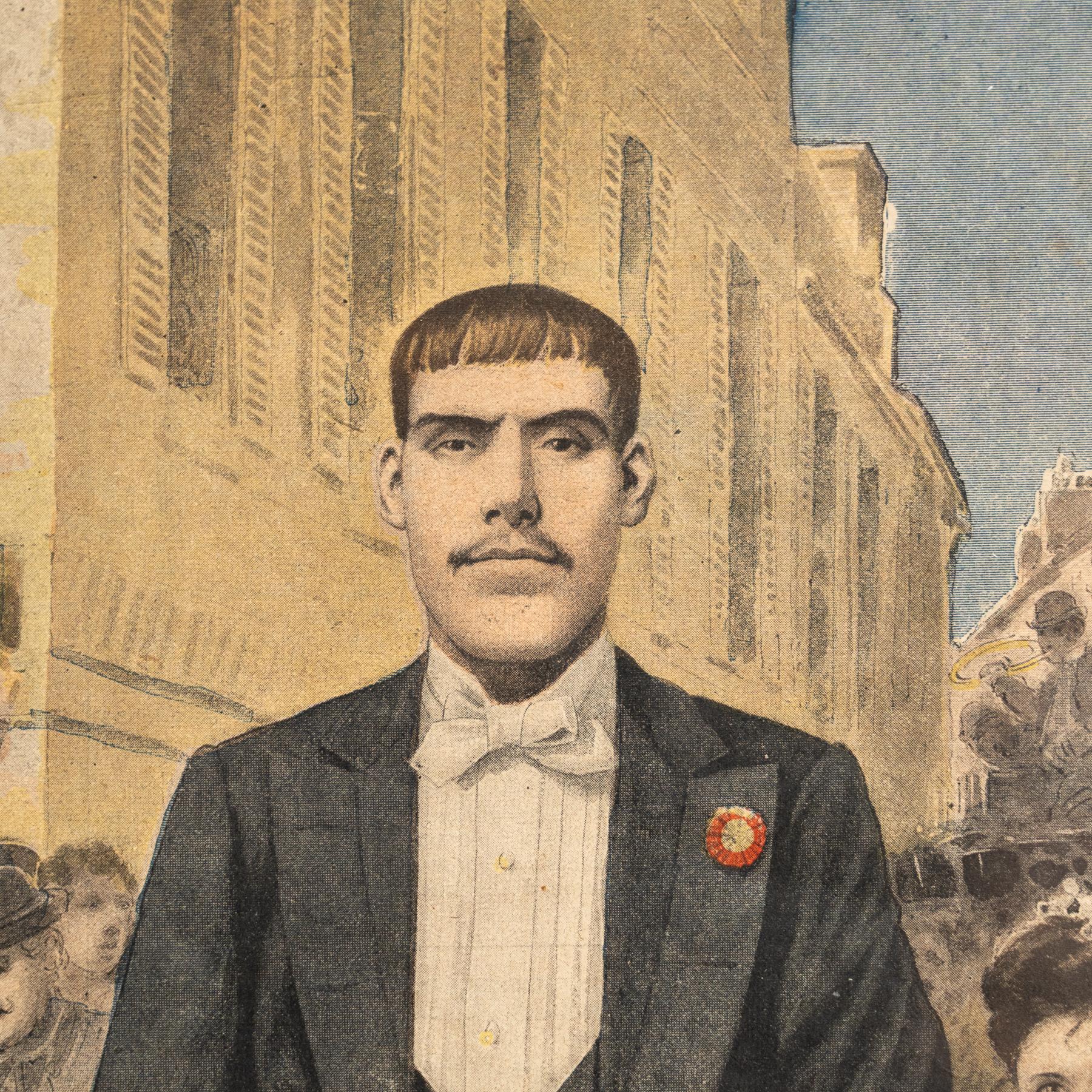 Impression encadrée d'un journal français du début du 20e siècle - 