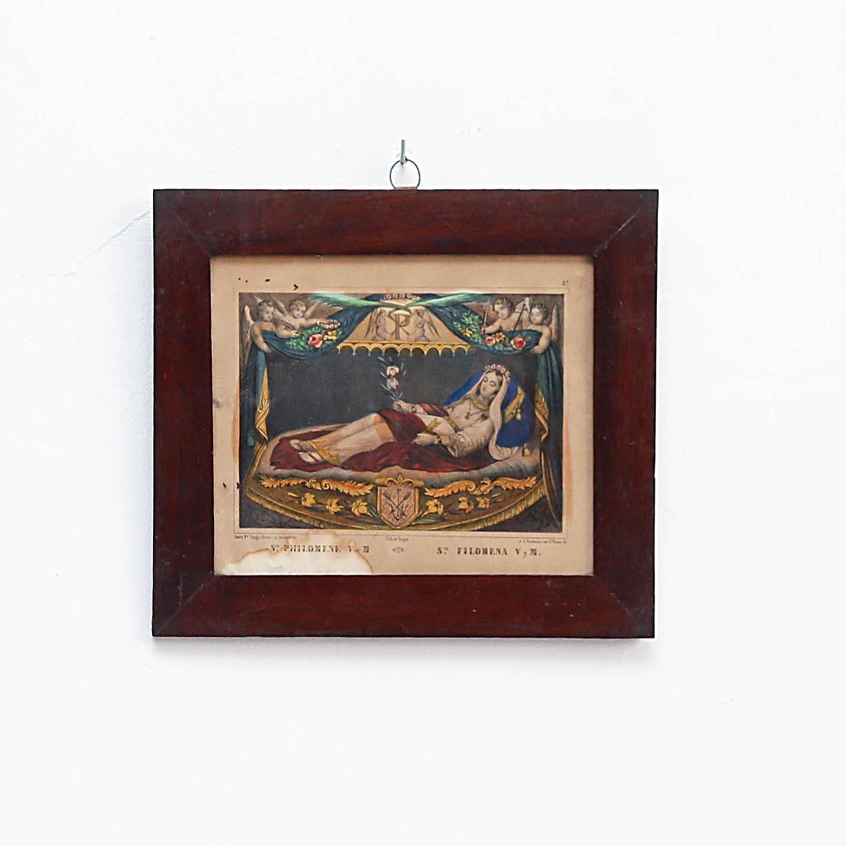 Mid-Century Modern Framed Print of Filomena, Engraving on Paper, circa 1930 For Sale