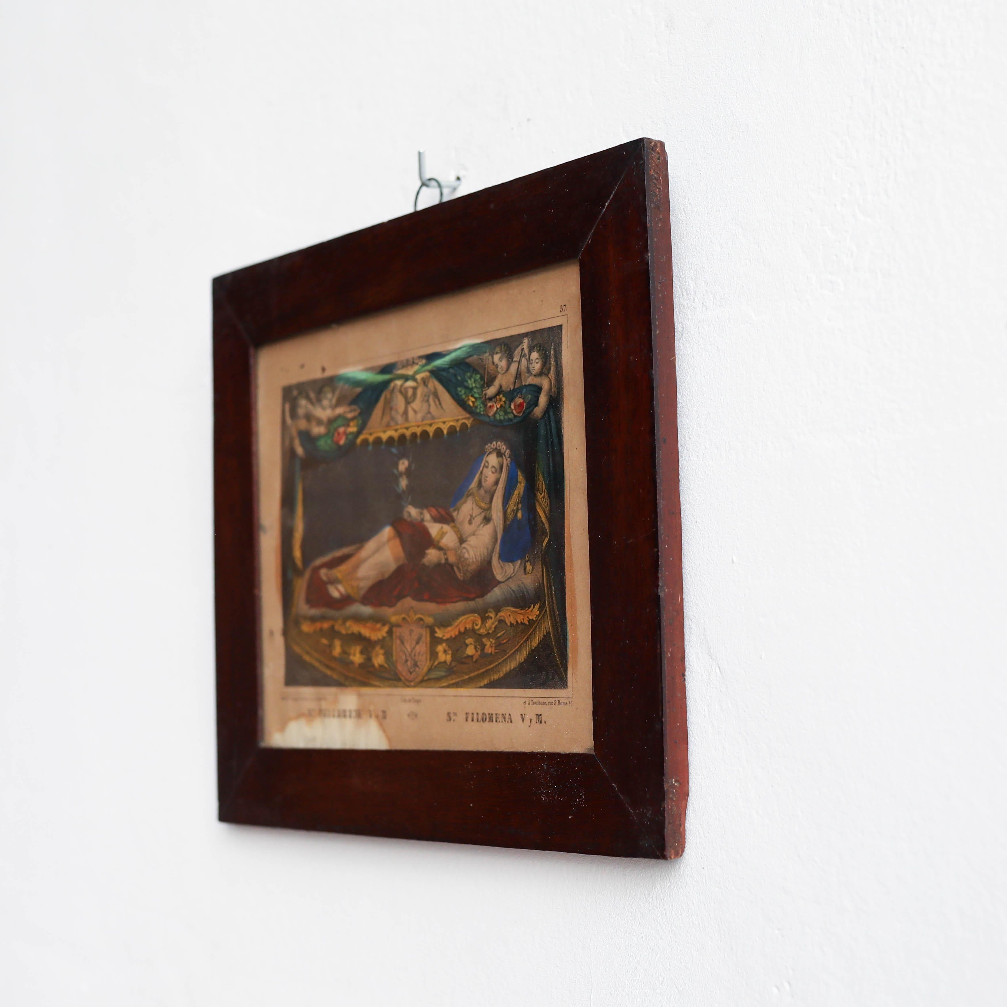 Mid-20th Century Framed Print of Filomena, Engraving on Paper, circa 1930 For Sale
