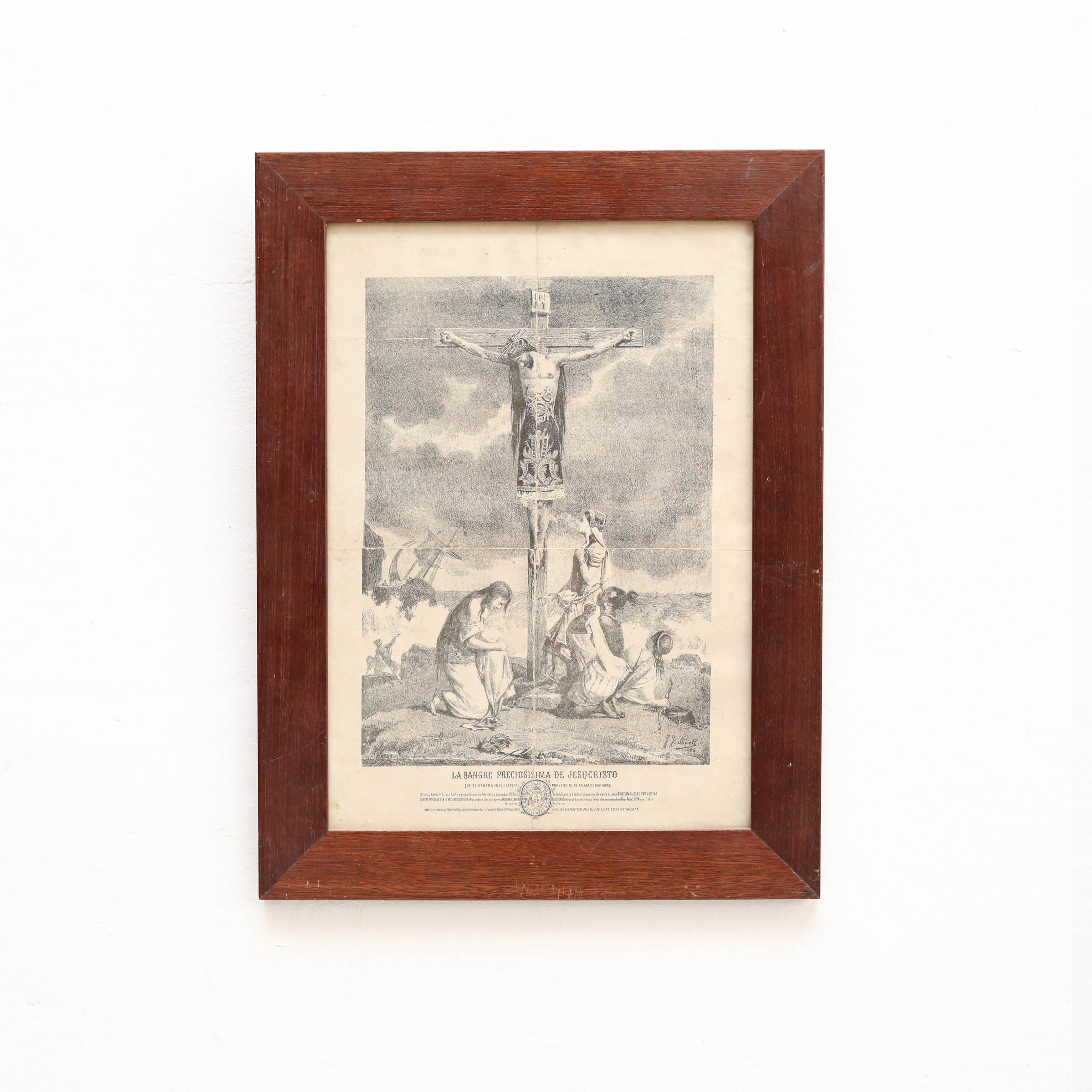 Painting of Jesus on the cross, Engraving on Paper, circa 1930

Unknown artist

In original condition, with some visible signs of previous use and age, preserving a beautiful patina.

Materials:
Paper
Wood.
    