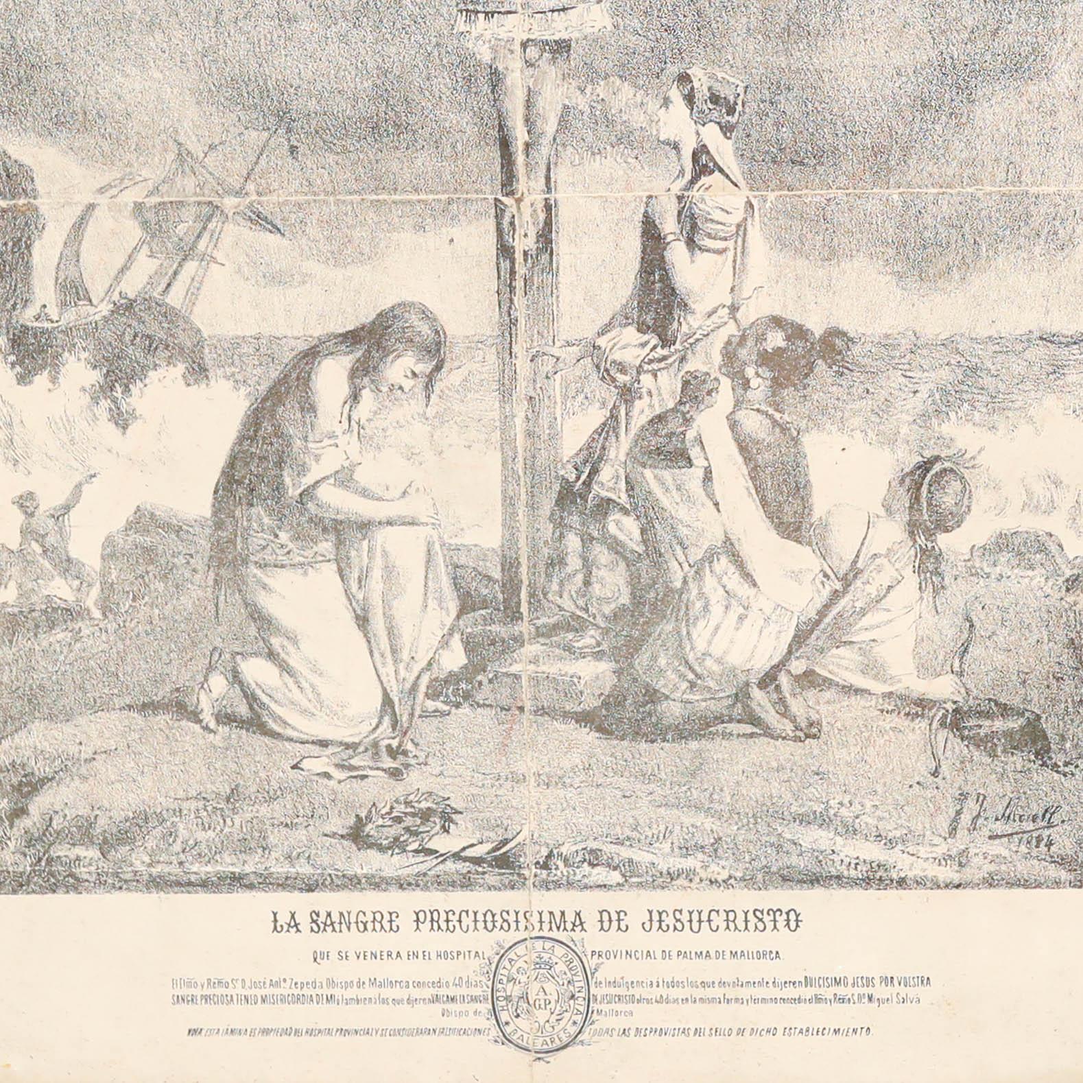 Impression encadrée de Jésus sur la croix, gravure sur papier, datant d'environ 1930  en vente 1
