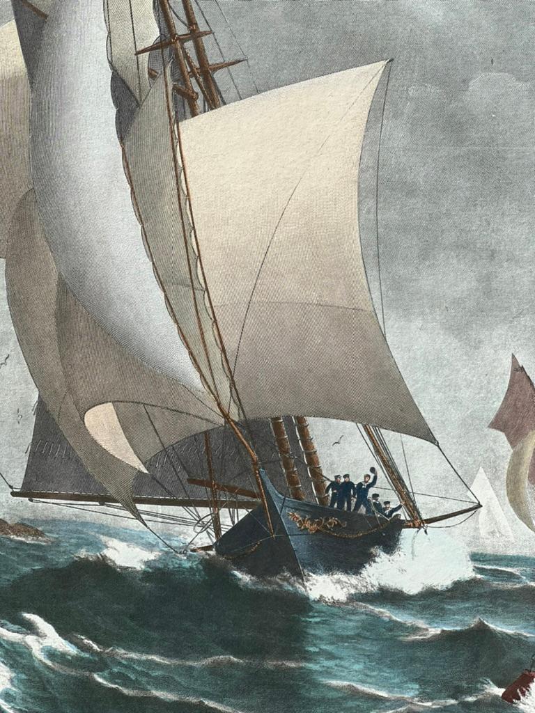 Americano Stampa incorniciata di J.O. Davidson, Uno yacht vincente - dopo un originale del 1885 in vendita