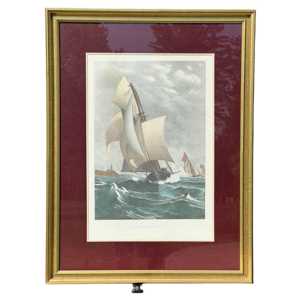 Stampa incorniciata di J.O. Davidson, Uno yacht vincente - dopo un originale del 1885 in vendita
