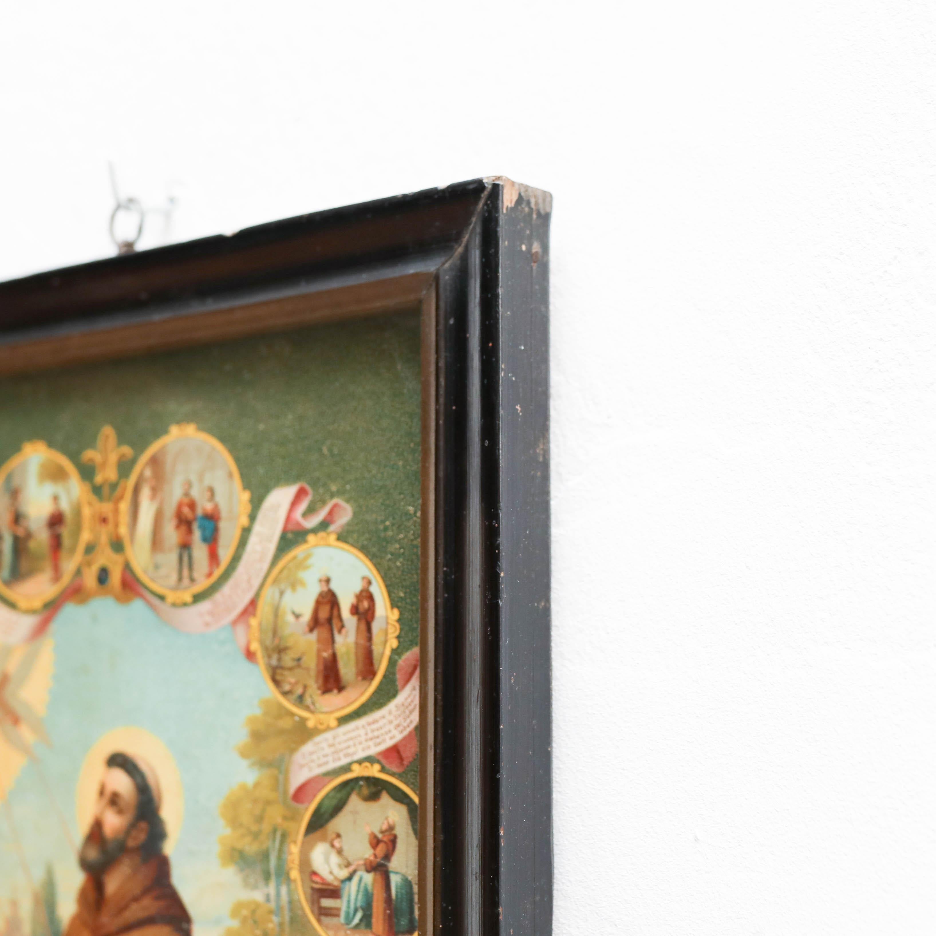 Mid-20th Century Framed Print of Saint Anthony by Unknown Artist, circa 1940 Preci For Sale