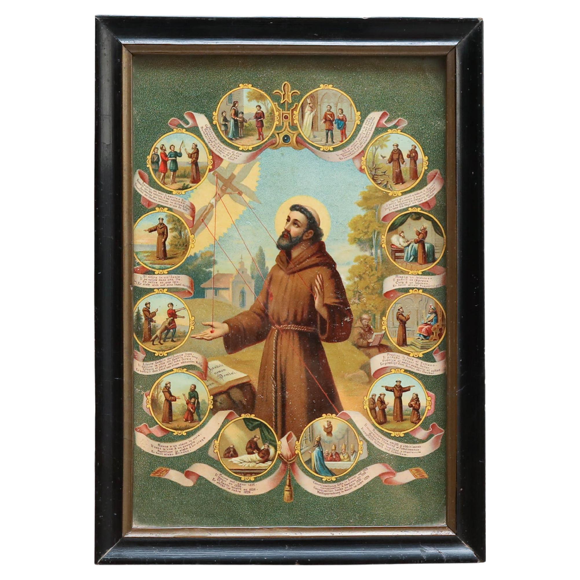 Impression encadrée de Saint Anthony par un artiste inconnu, vers 1940 PRECI