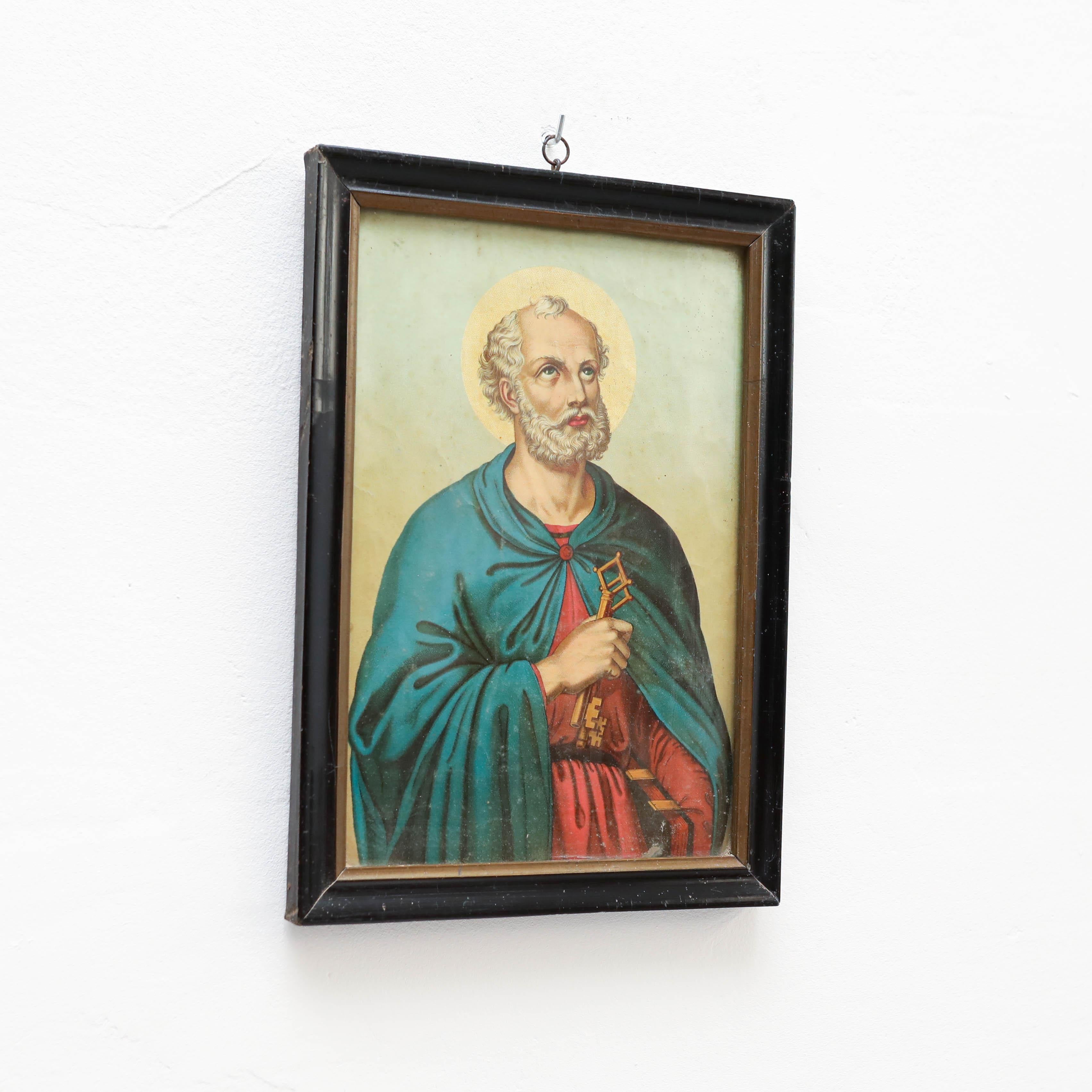 Mid-Century Modern Framed Print of Saint Peter by Unknown Artist, circa 1940  For Sale