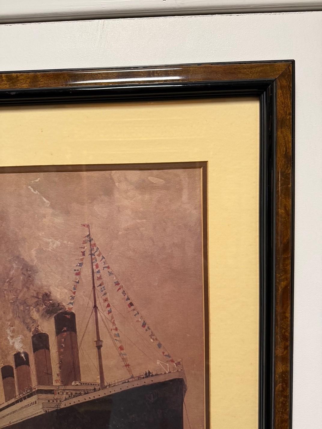 Gerahmter Druck der Titanic, die Belfast in Nordirland verlässt, von Thomas Wilkinson im Zustand „Gut“ im Angebot in Stamford, CT