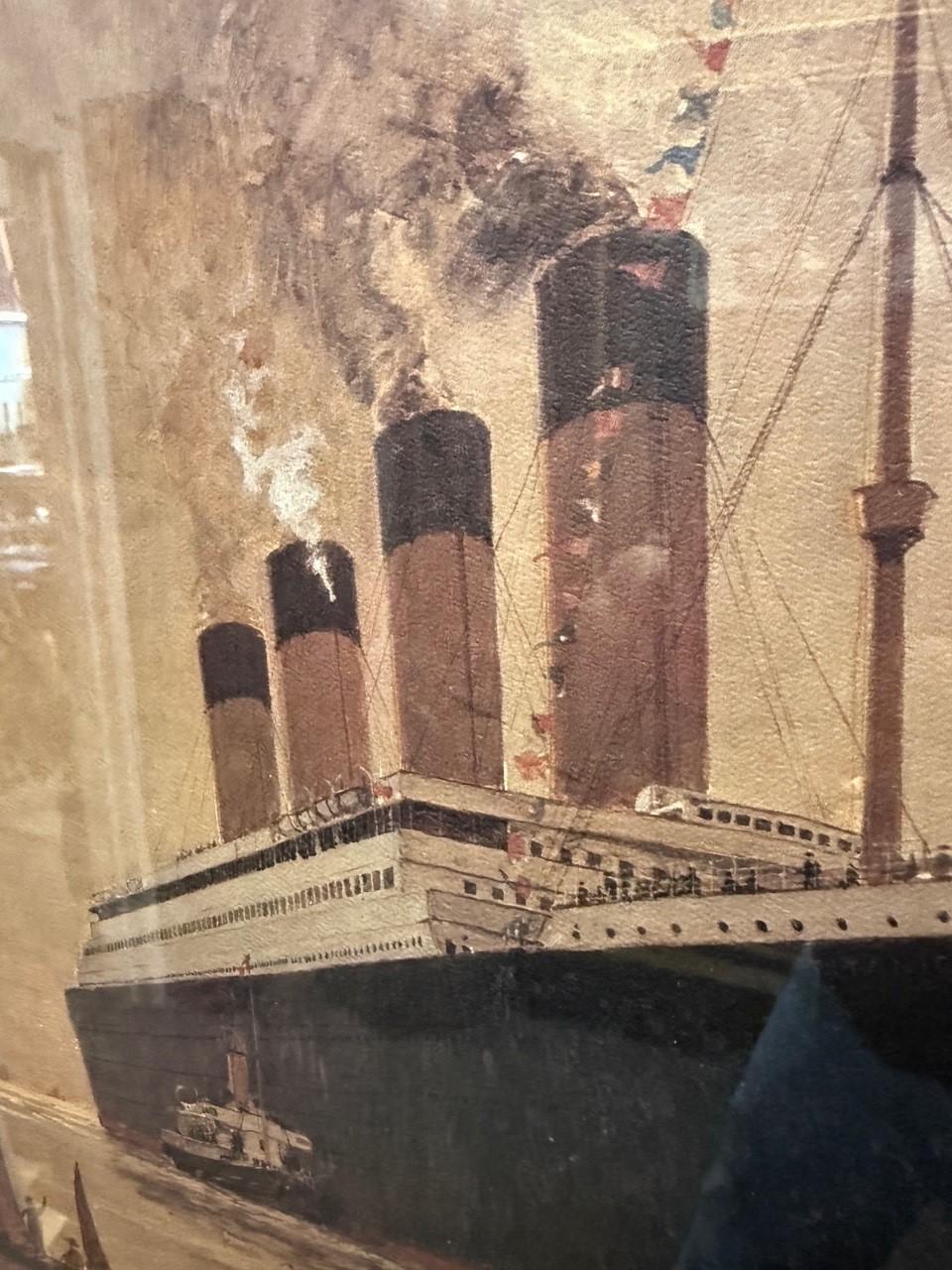 Gerahmter Druck der Titanic, die Belfast in Nordirland verlässt, von Thomas Wilkinson im Angebot 1