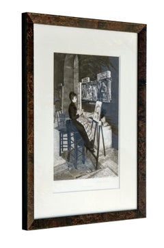 Framed Print of Woman Painting in the Louvre