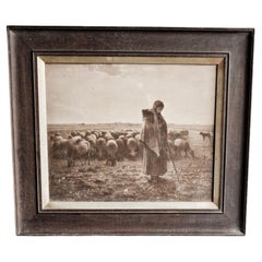 Vintage Framed Print of Workers in Field