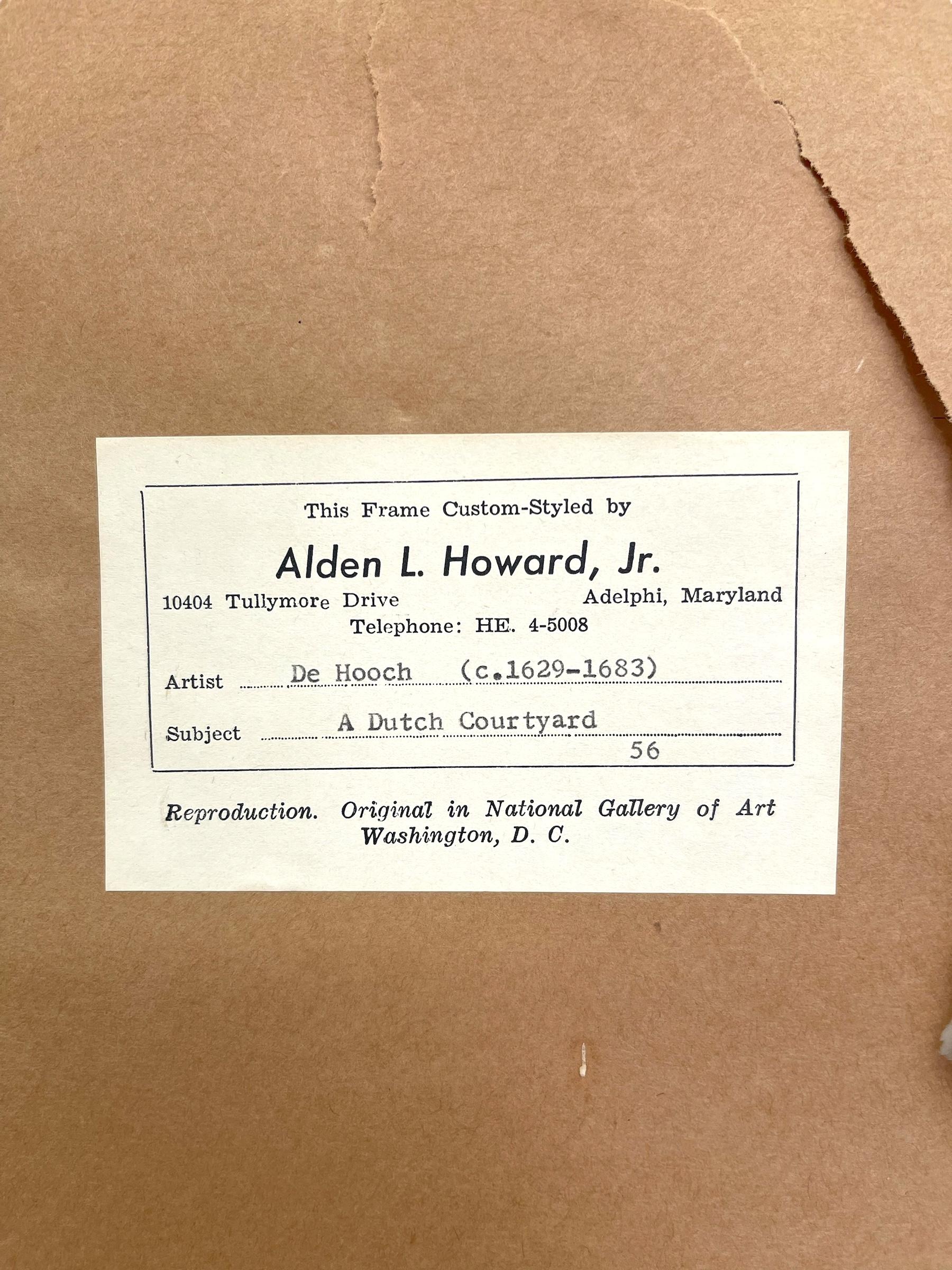 Gravure encadrée Reproduction d'une cour hollandaise par Pieter de Hooch Milieu du XXe siècle en vente 4