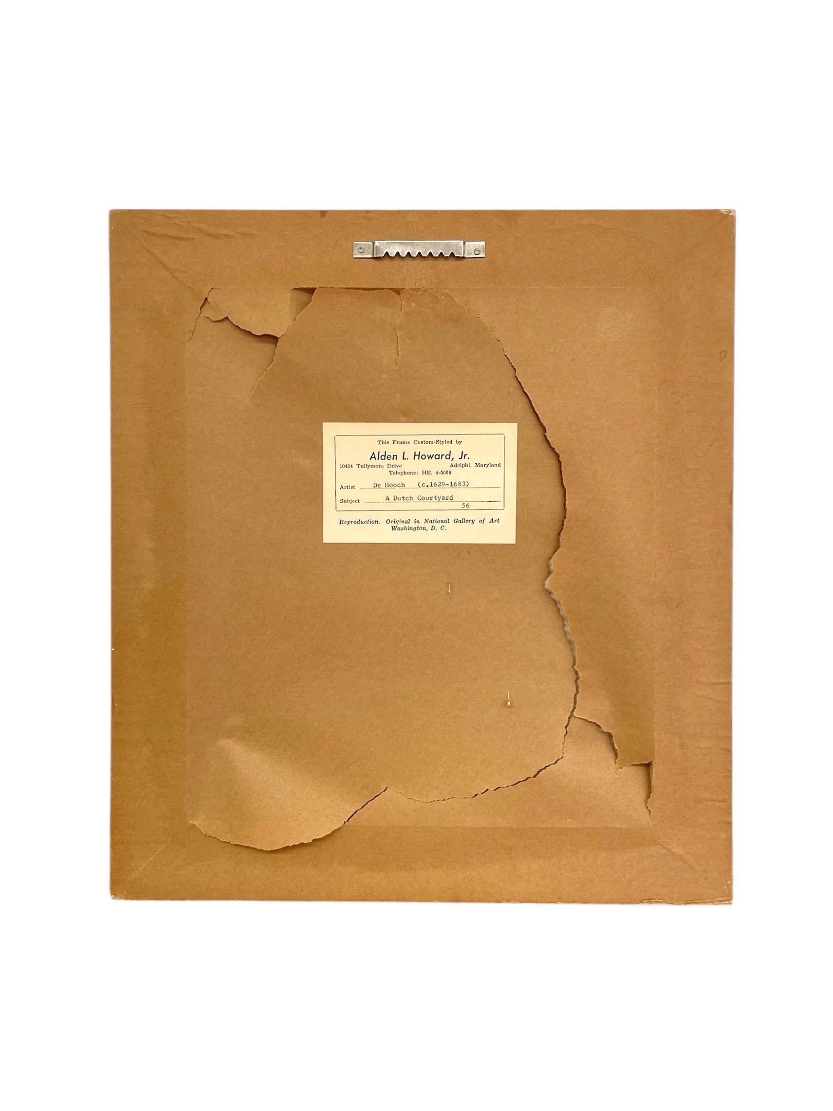 Gravure encadrée Reproduction d'une cour hollandaise par Pieter de Hooch Milieu du XXe siècle en vente 5