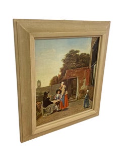 Framed Print Reproduction of Dutch Courtyard by Pieter de Hooch Mid-20th century