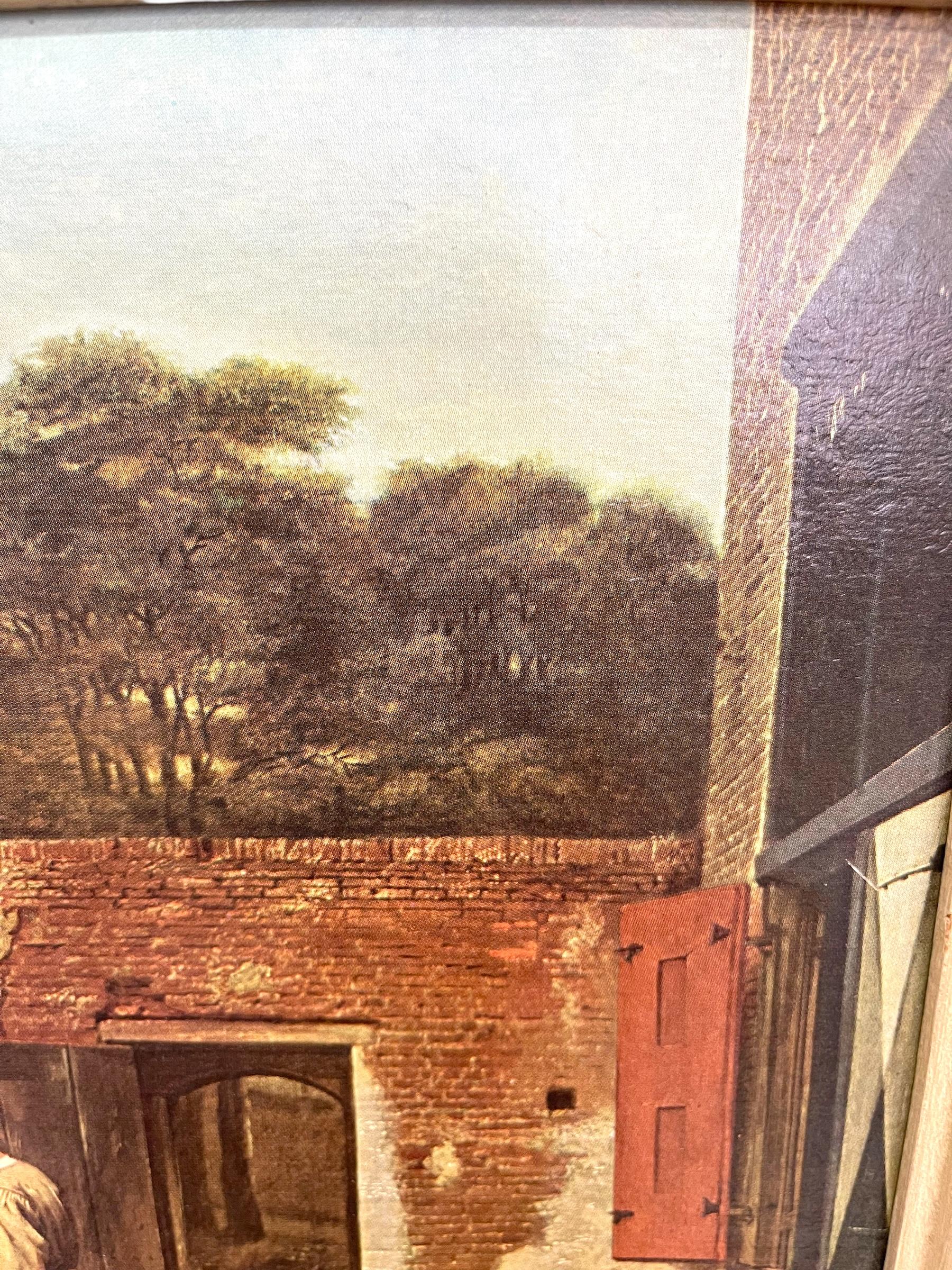 Gravure encadrée Reproduction d'une cour hollandaise par Pieter de Hooch Milieu du XXe siècle en vente 2