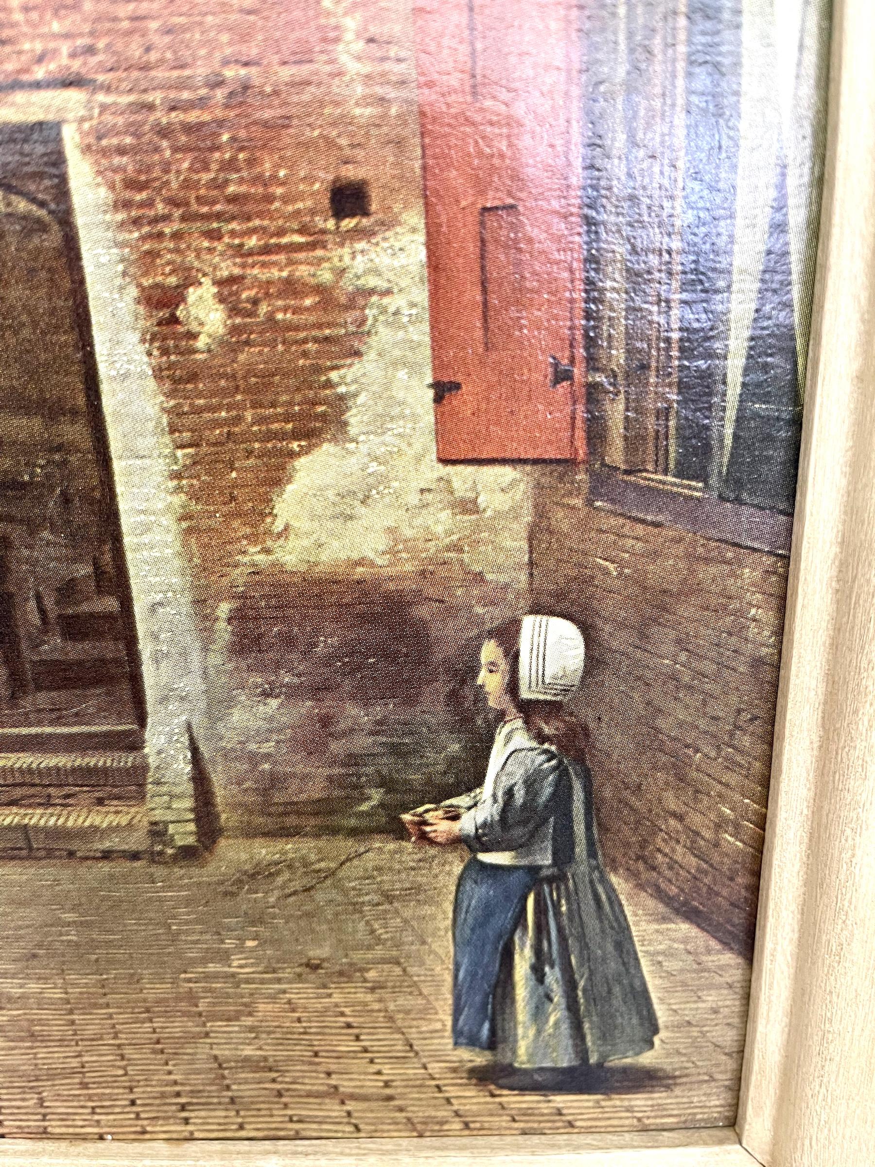 Gravure encadrée Reproduction d'une cour hollandaise par Pieter de Hooch Milieu du XXe siècle en vente 3